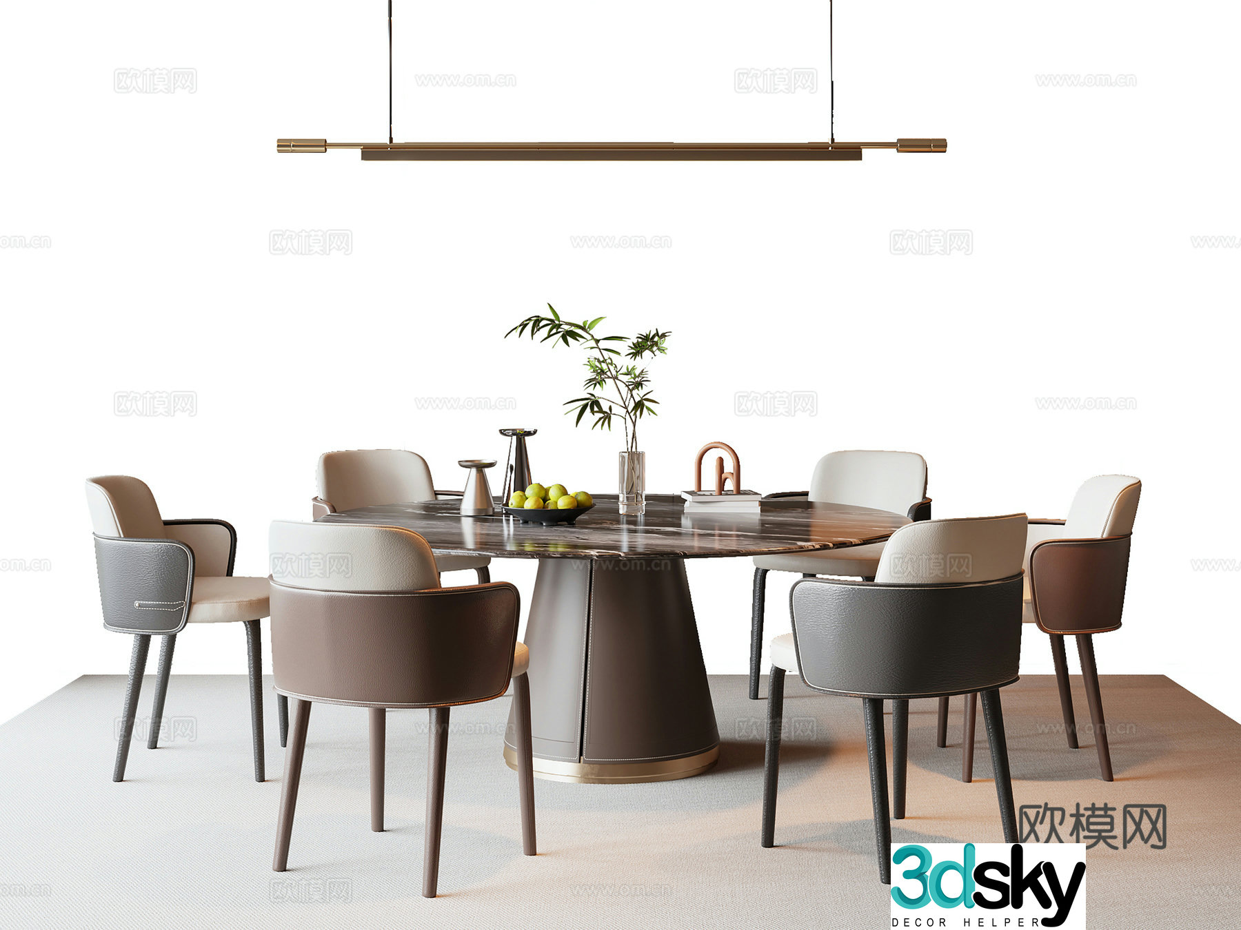 Italian dining table and chair 3D model
