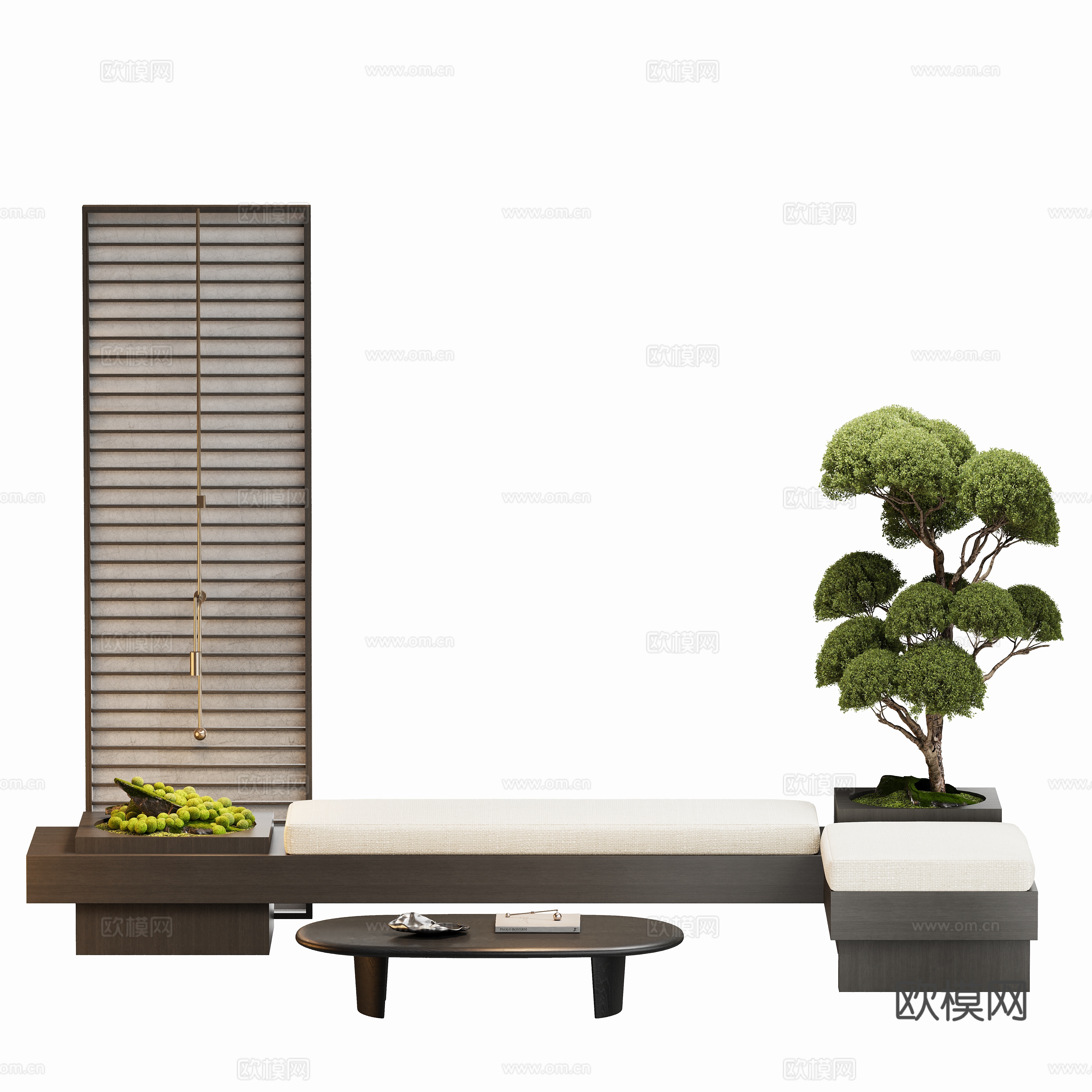 Modern plant booth sofa 3d model