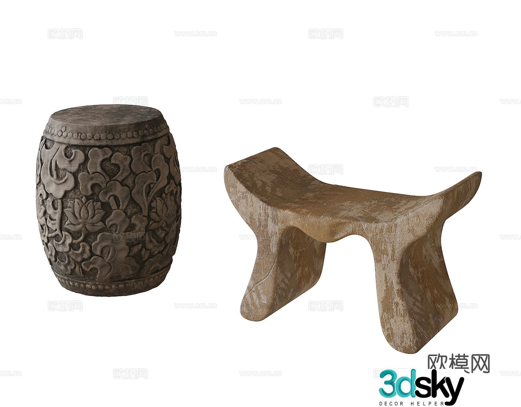 Modern stone stool 3d model