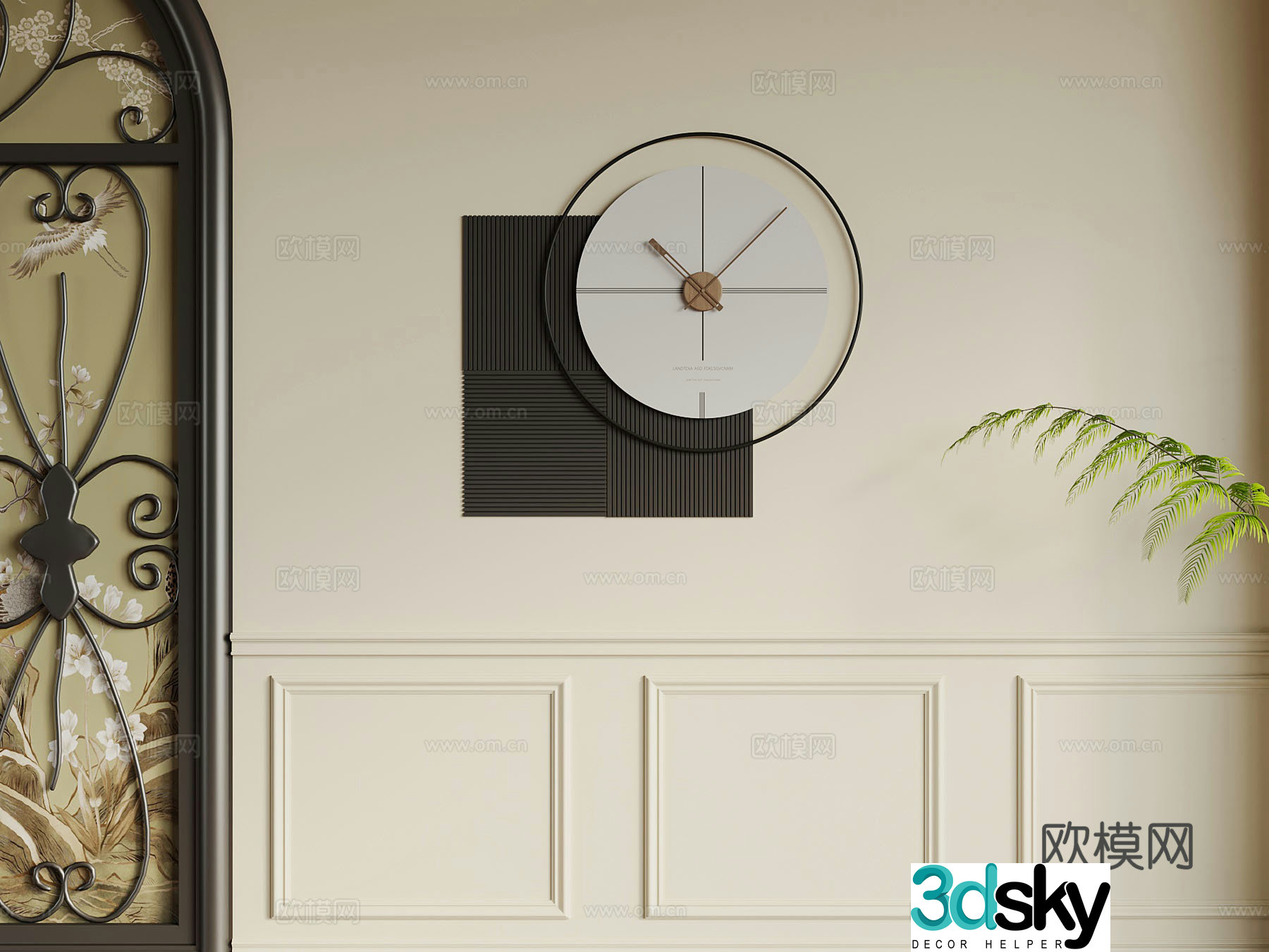 Modern minimalist clock wall clock hanging clock 3d model