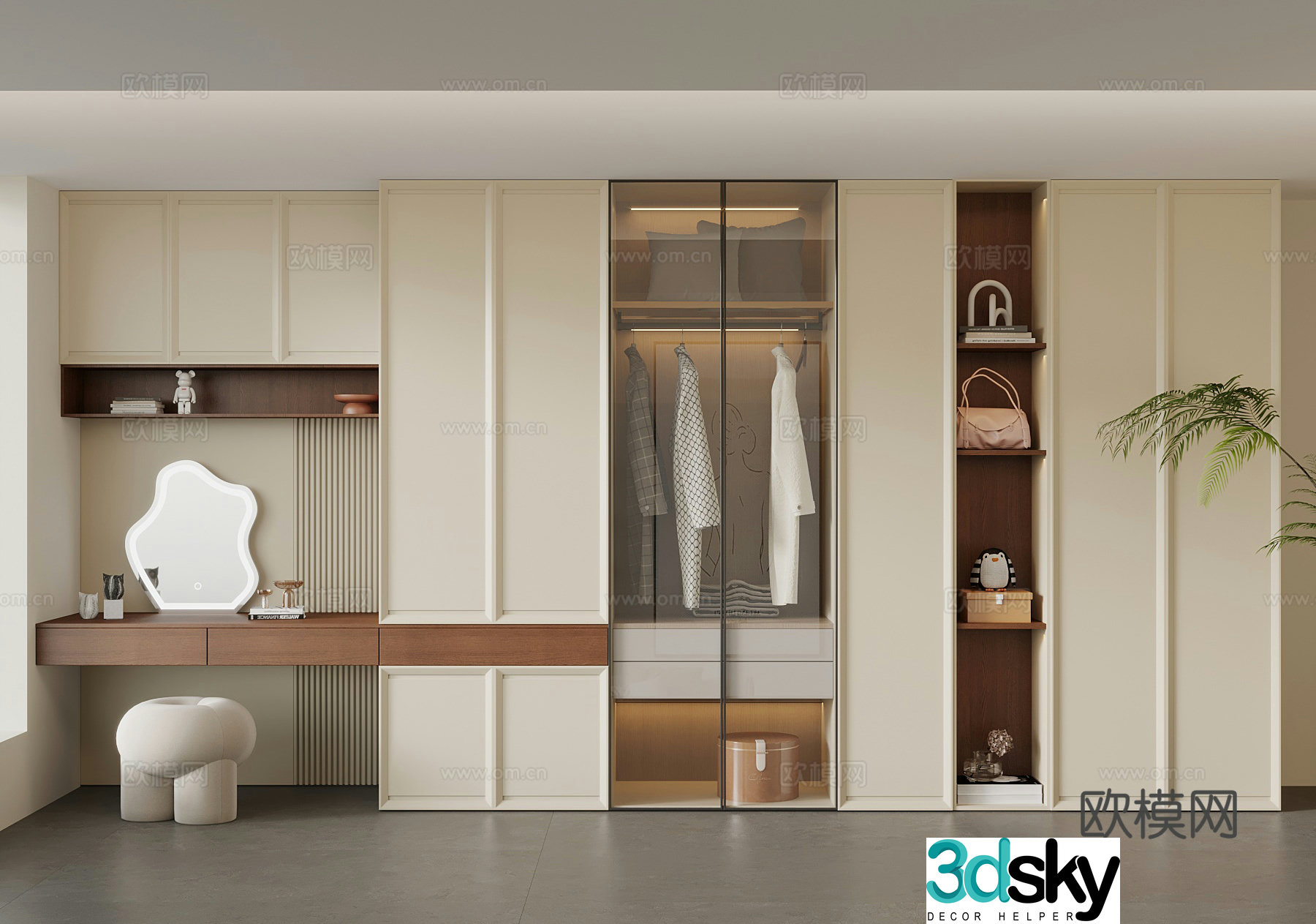 Middle-aged wind wardrobe 3d model