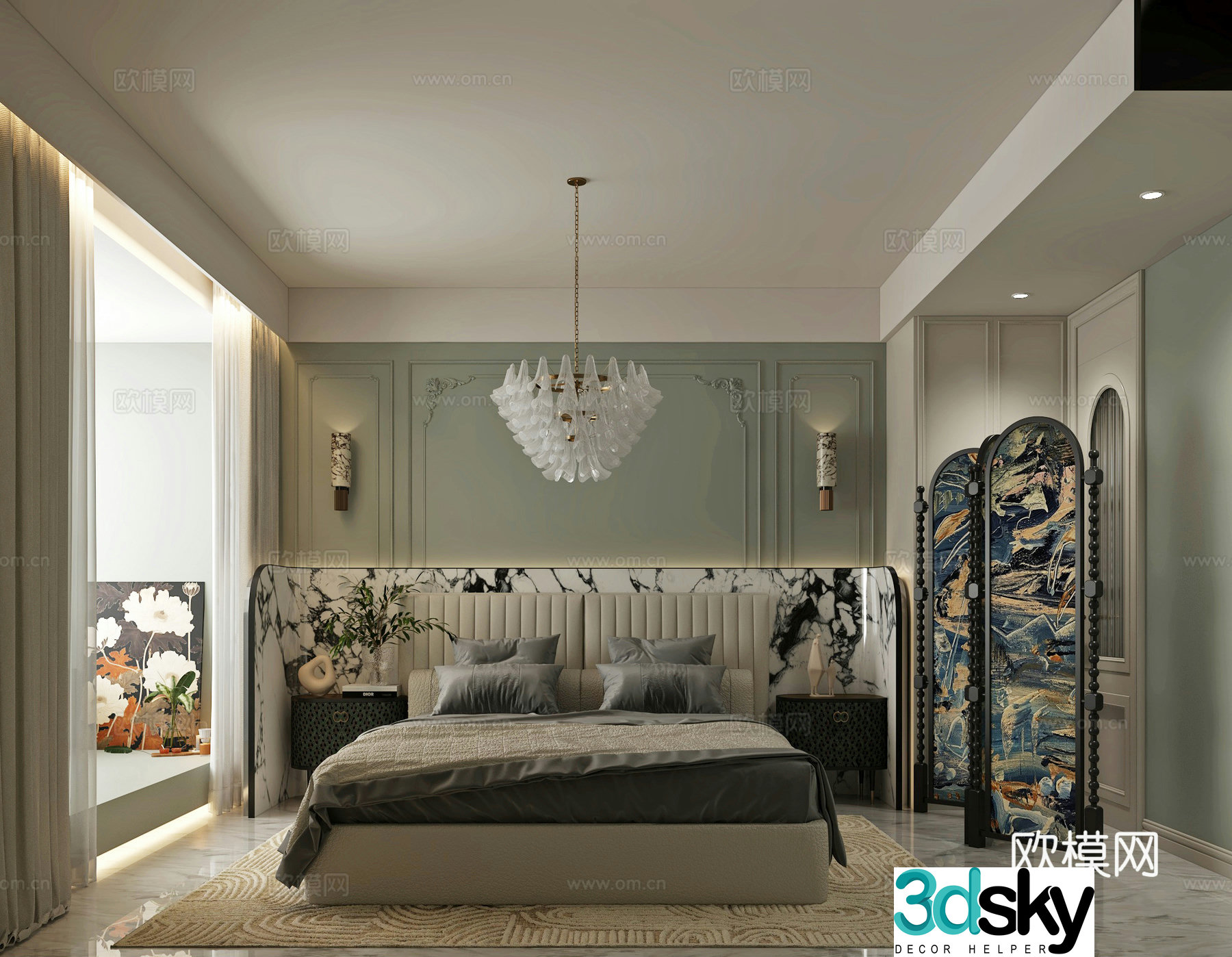 French simple bedroom second bedroom 3D model
