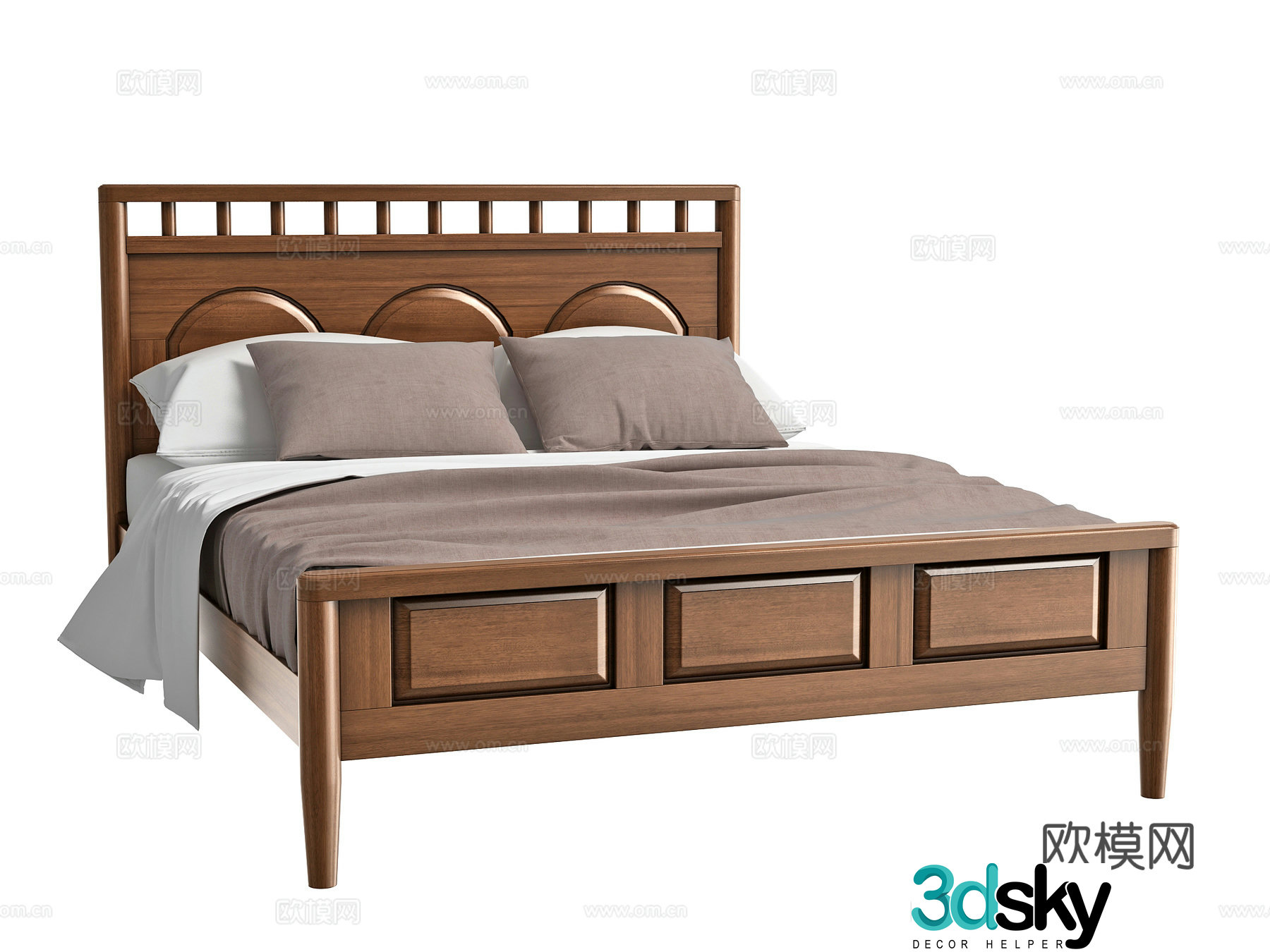 American double bed 3d model