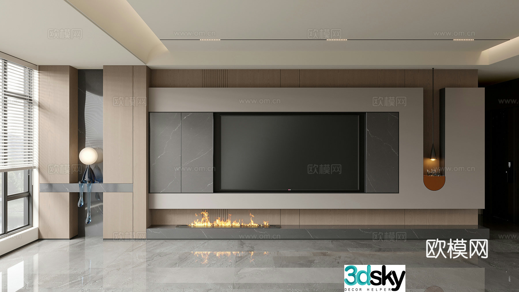 Modern TV background 3d model