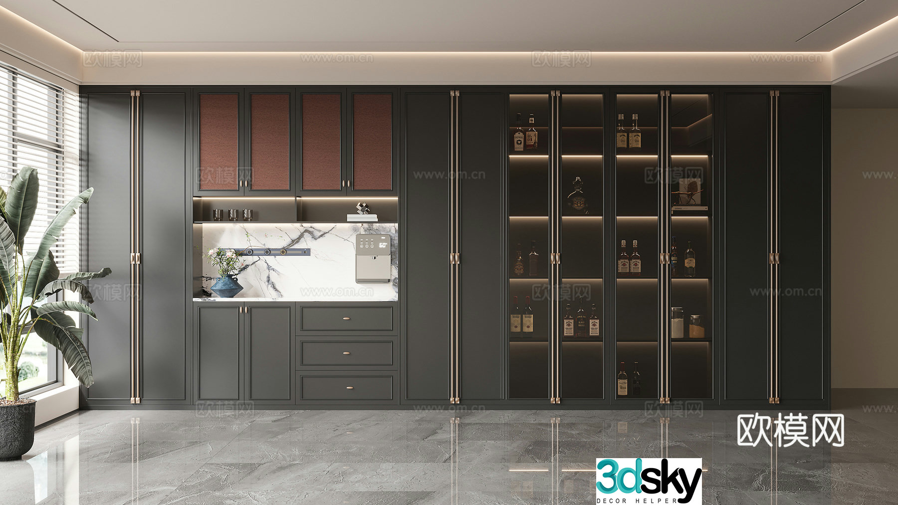 French retro wine cabinet 3d model
