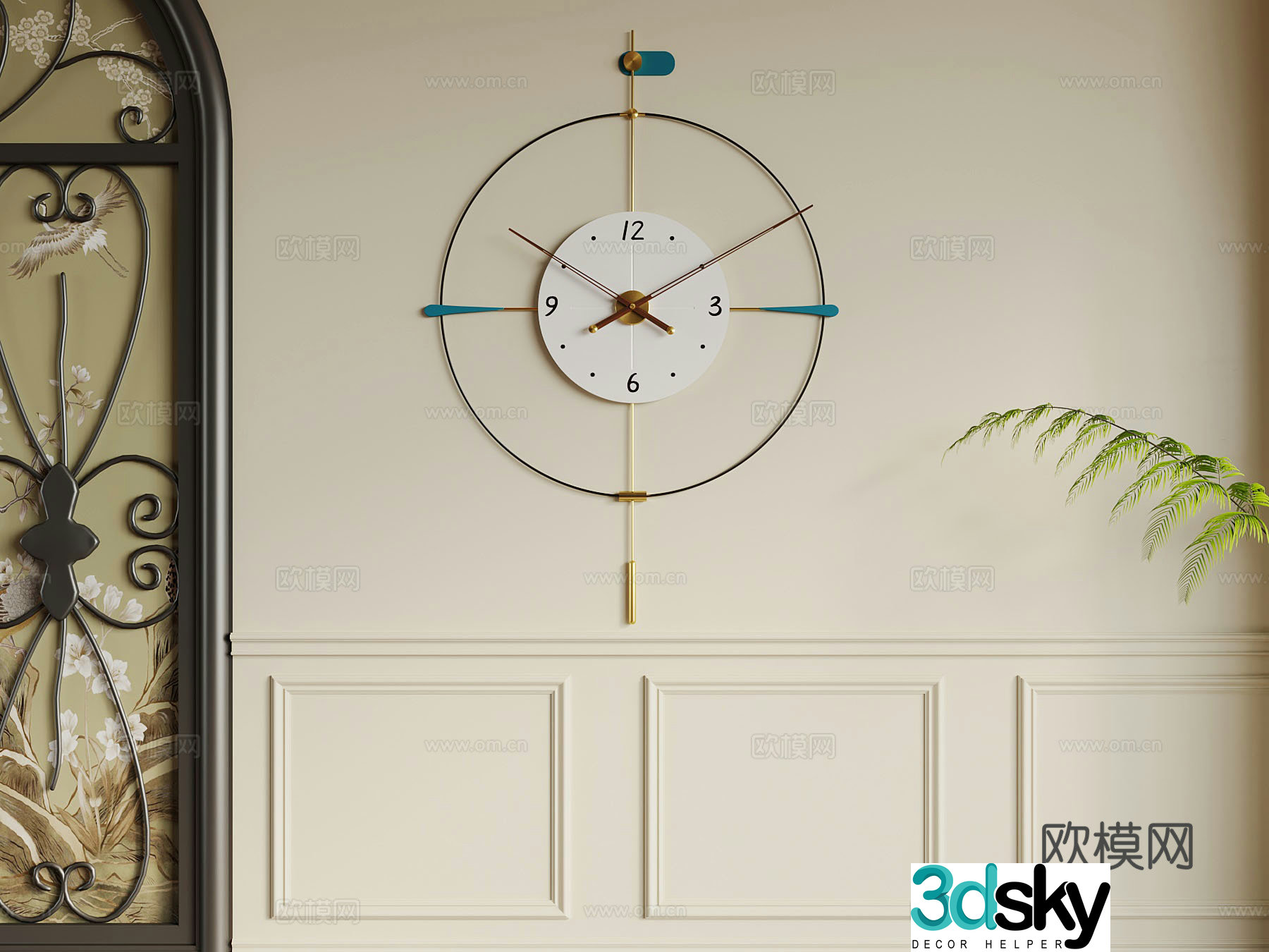 Modern minimalist clock wall clock hanging clock 3d model