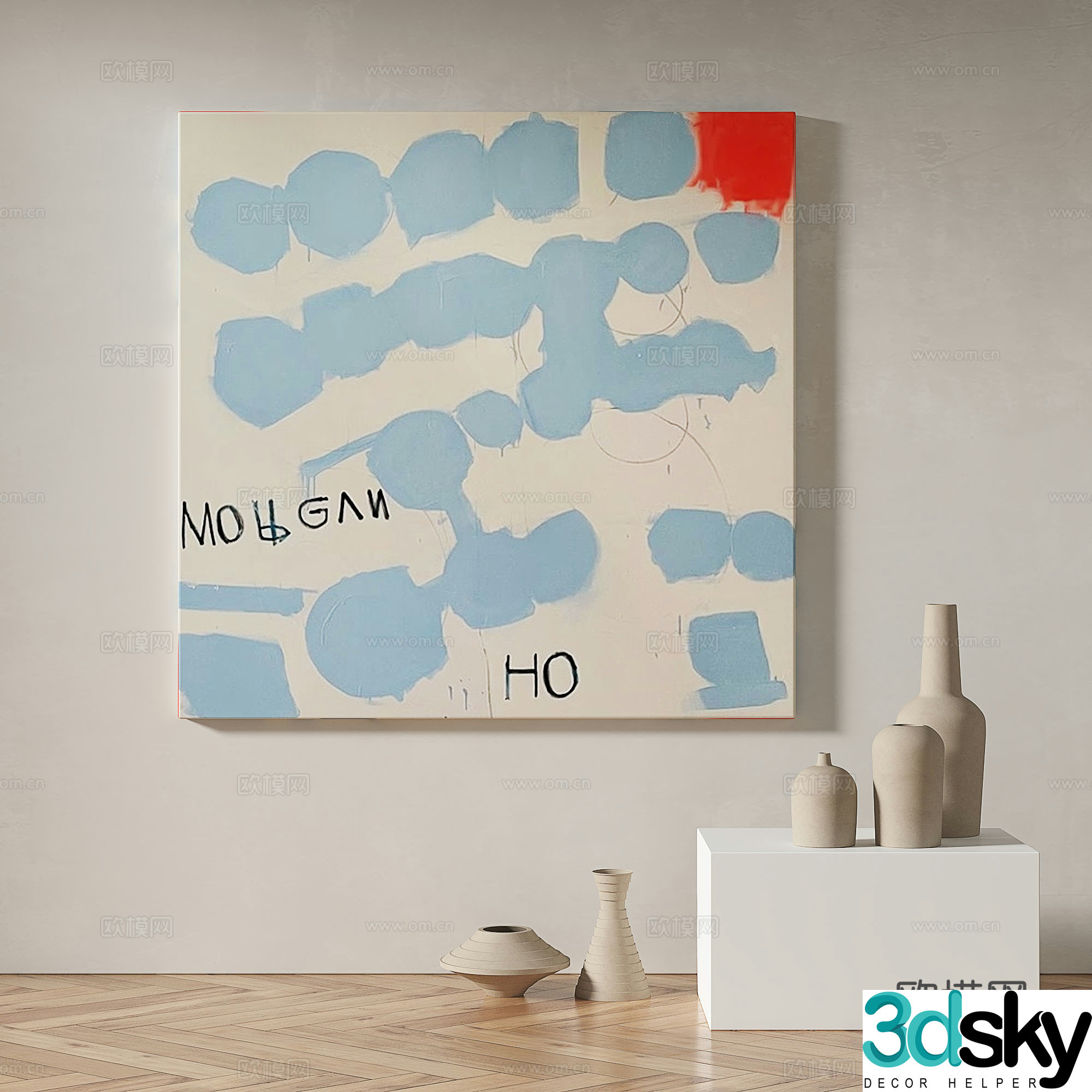 Modern minimalist abstract decorative painting 3d model