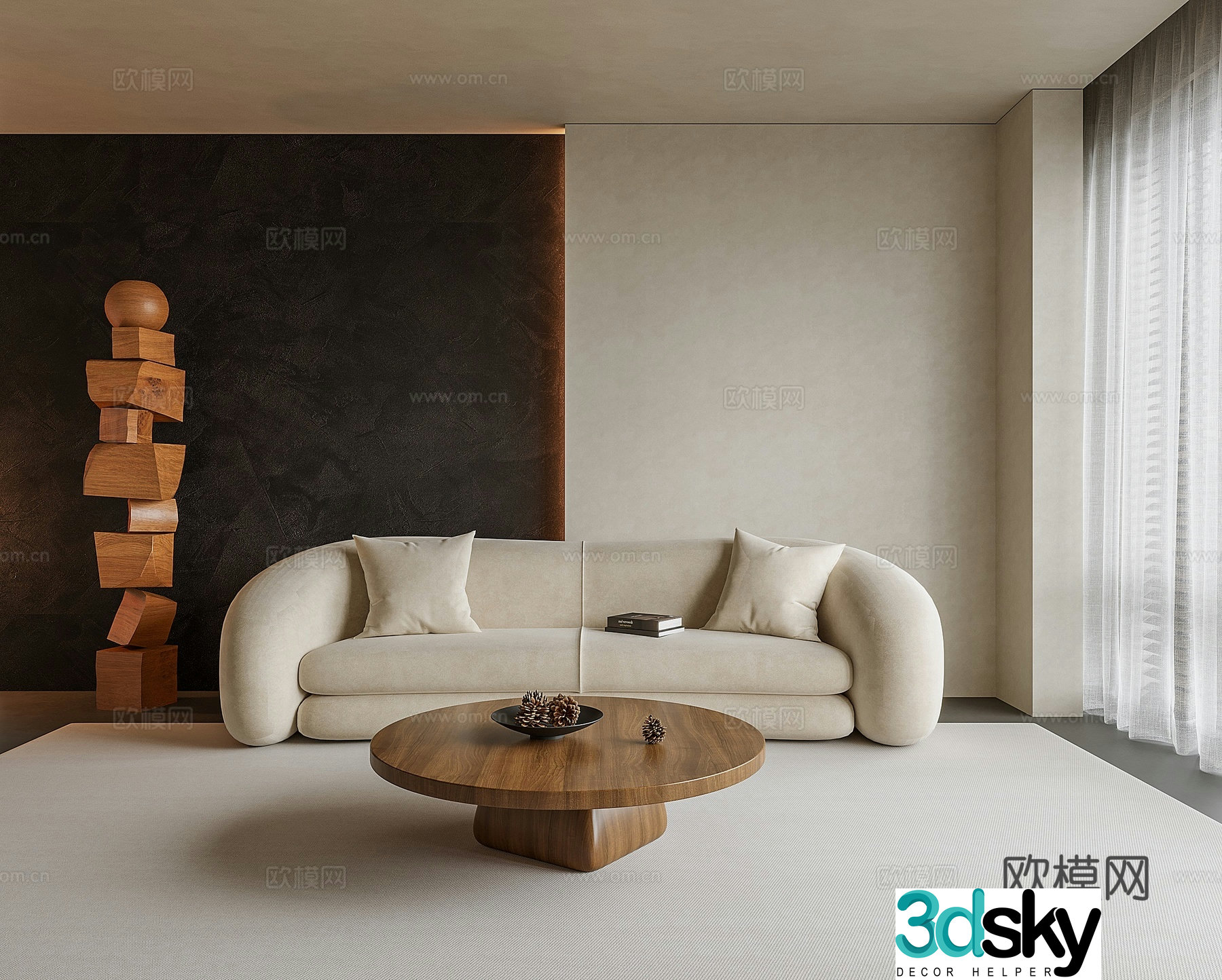 Wasabi style sofa coffee table combination 3D model