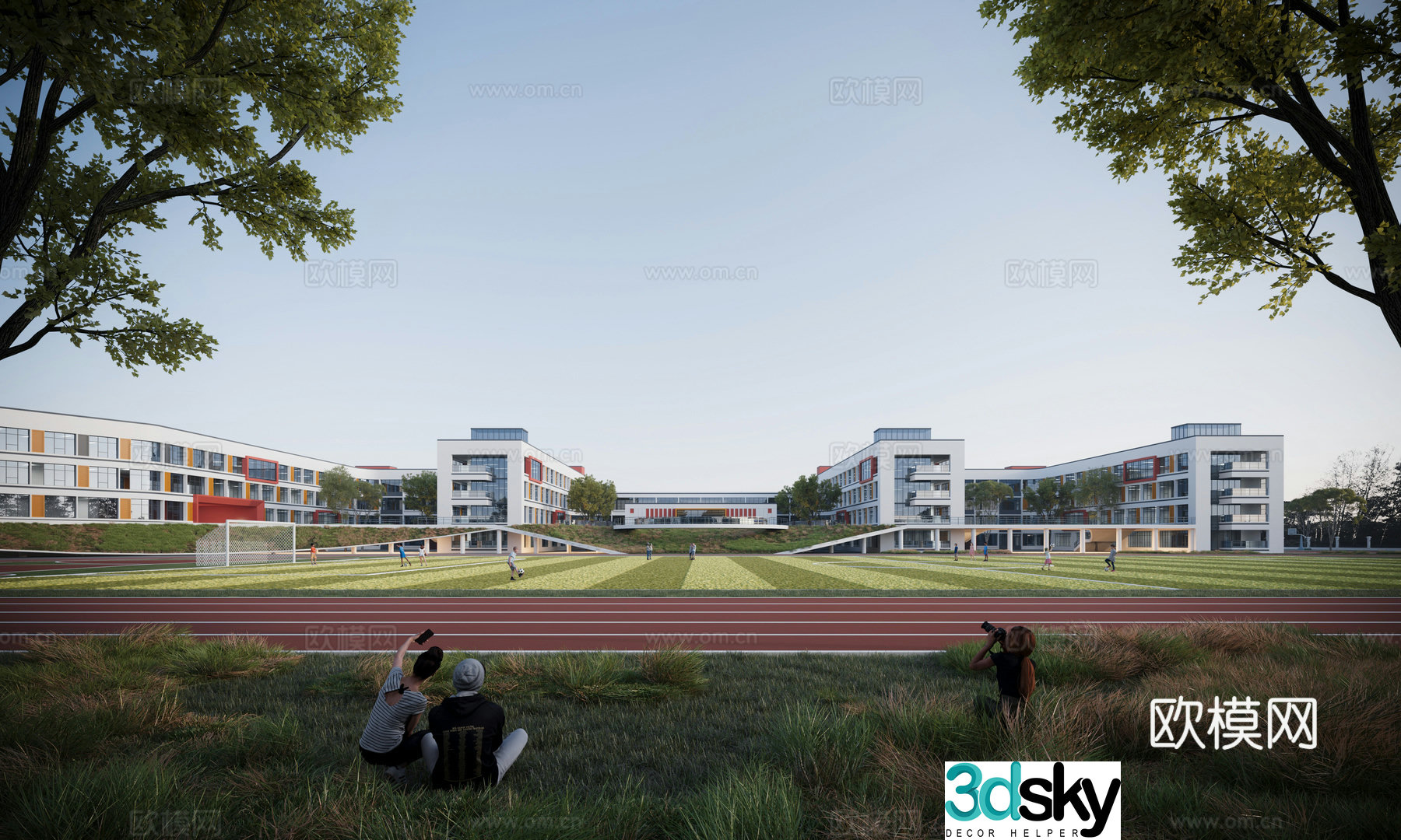 Modern school 3d model