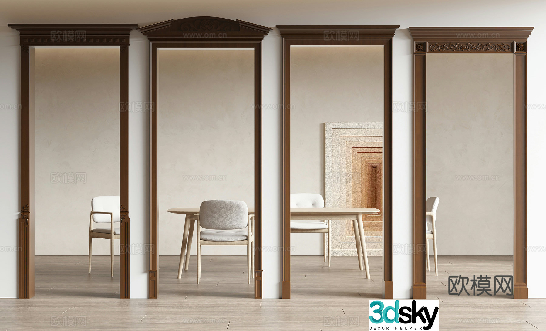 French door cover 3d model