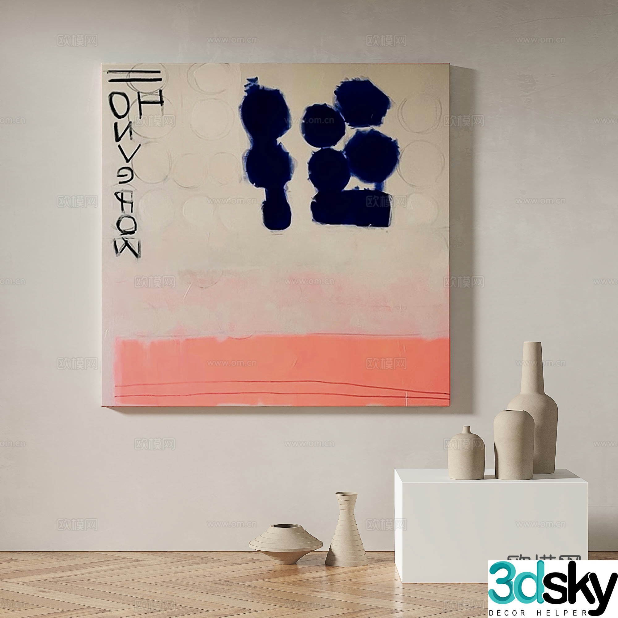 Modern minimalist abstract decorative painting 3d model