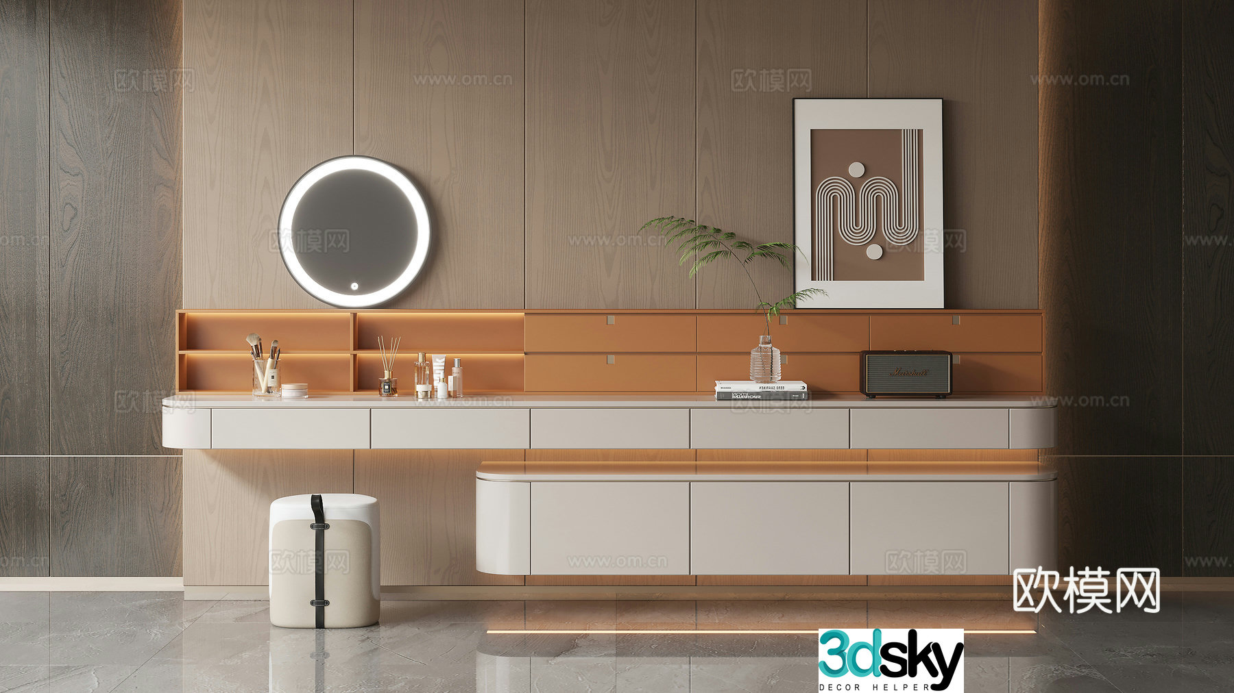 Modern light luxury dressing table 3D model