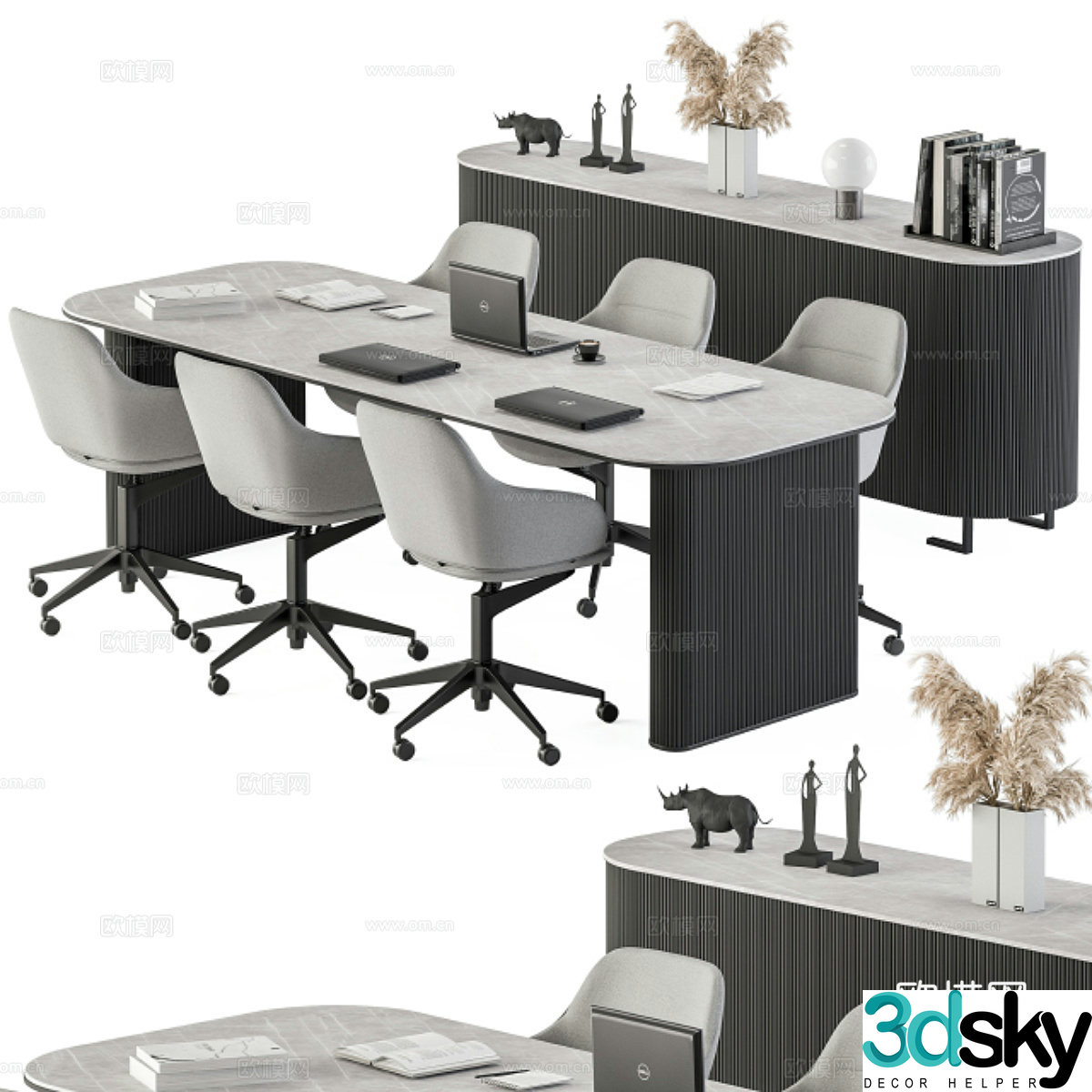 Modern office desk and chair combination 3D model