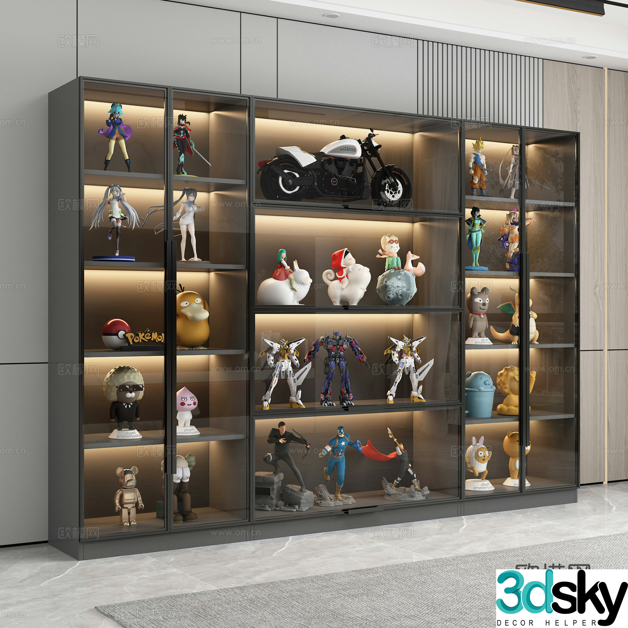 Storage cabinet glass cabinet figure cabinet figure toy 3d model