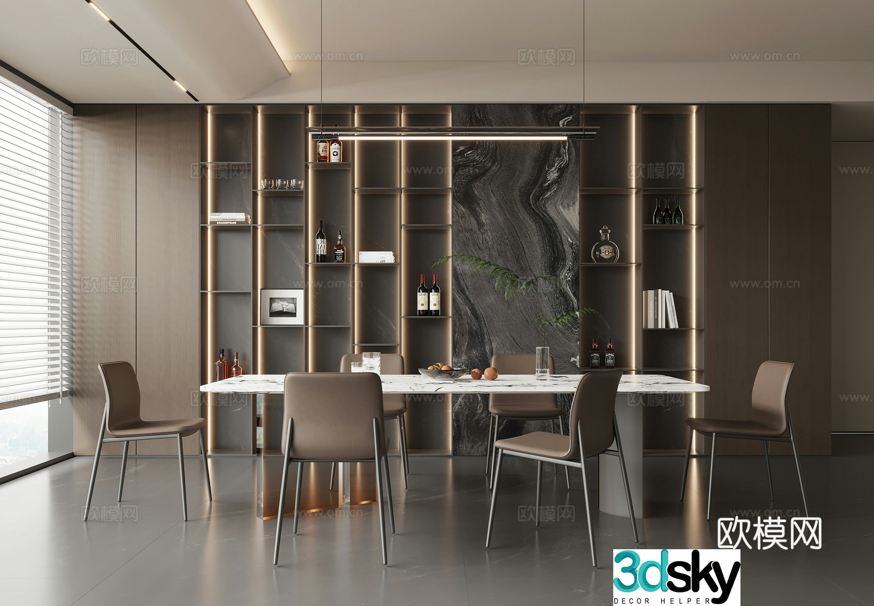 Modern light luxury restaurant 3D model