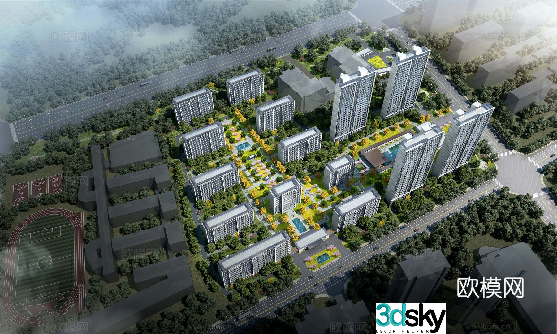 Bird’s-eye 3D model of residential community