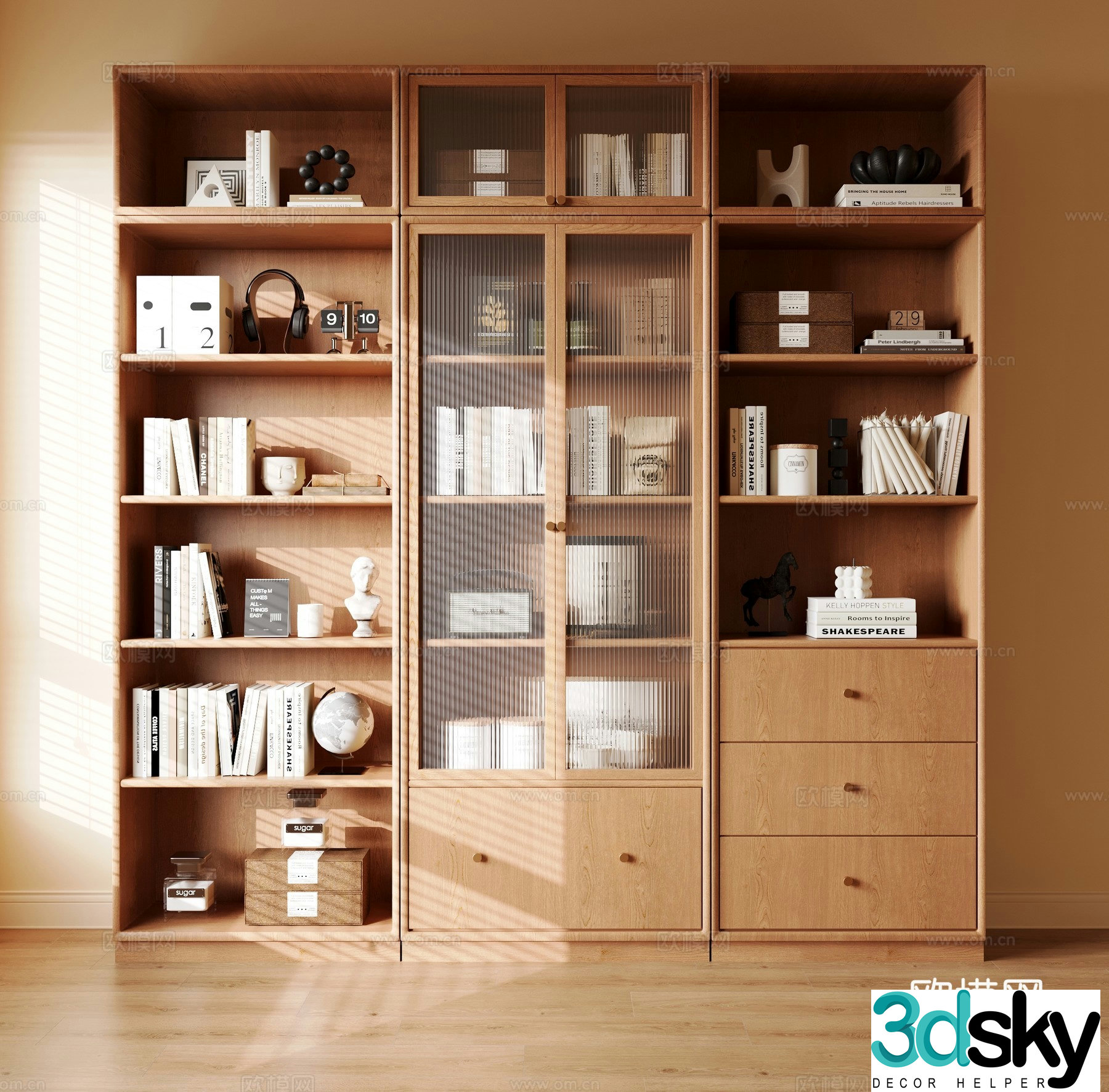 Modern medieval style bookcase 3D model
