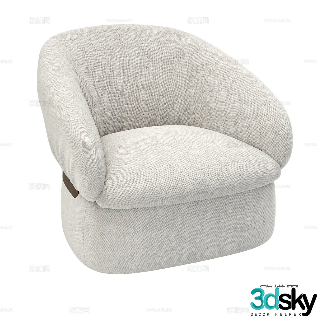 Cream style single sofa Fabric single sofa Fabric single chair Fabric casual chair Fabric backrest 3D model