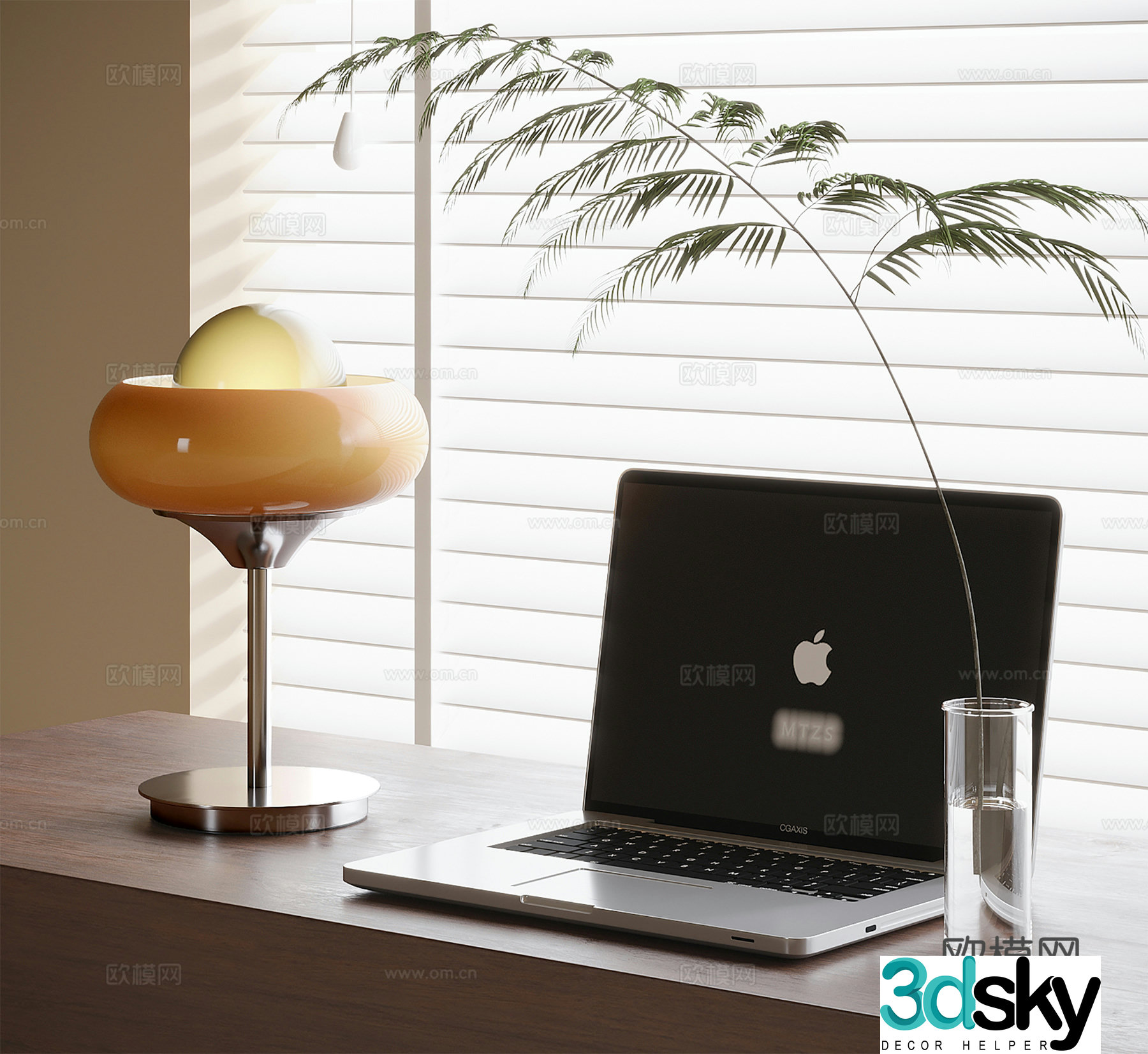 Modern desk lamp laptop 3d model
