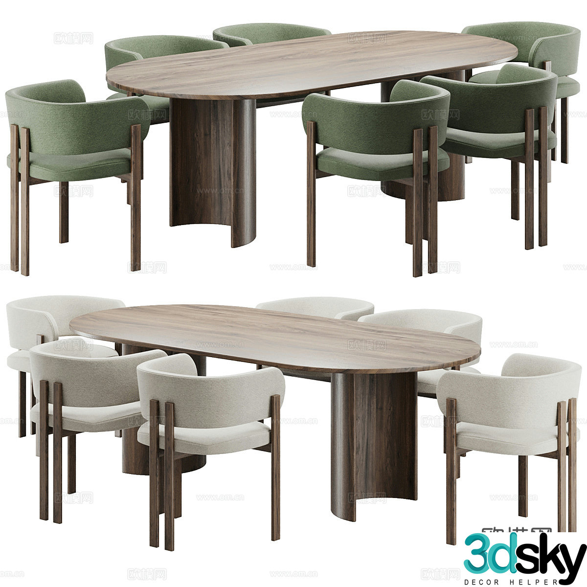 Modern Italian dining table and chair 3d model