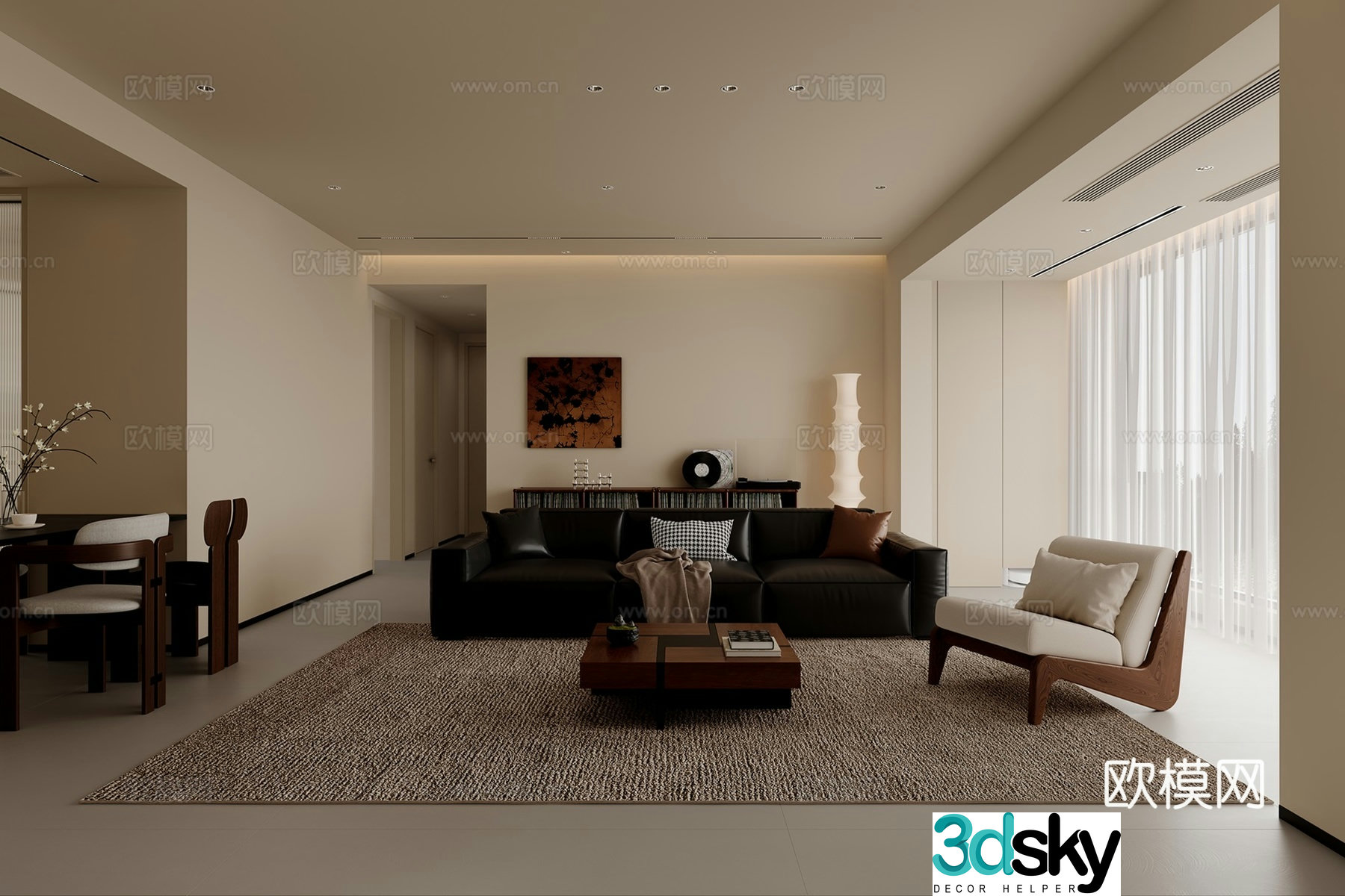 3D model of medieval style living room restaurant