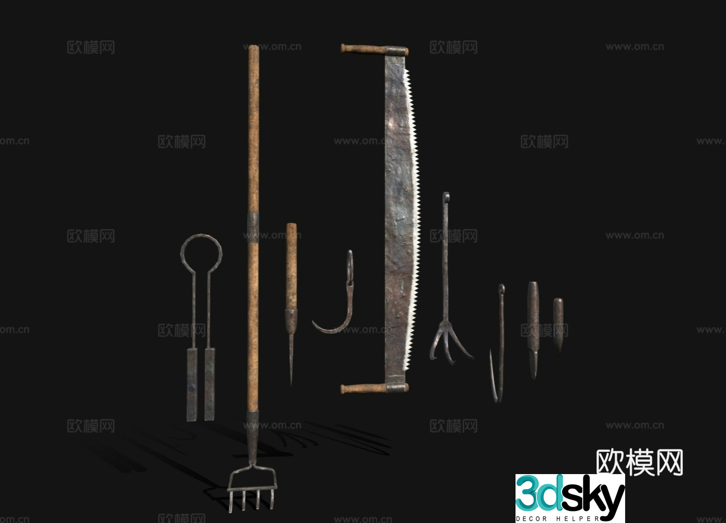 Retro hardware tools Hardware woodworking tools Metal parts 3D model