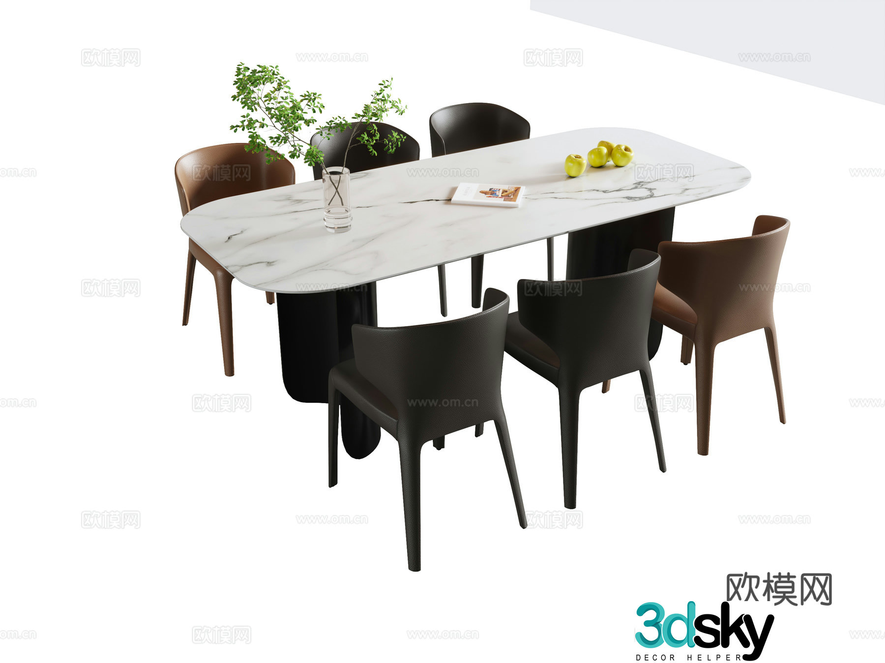 Modern Italian dining table and chair 3d model