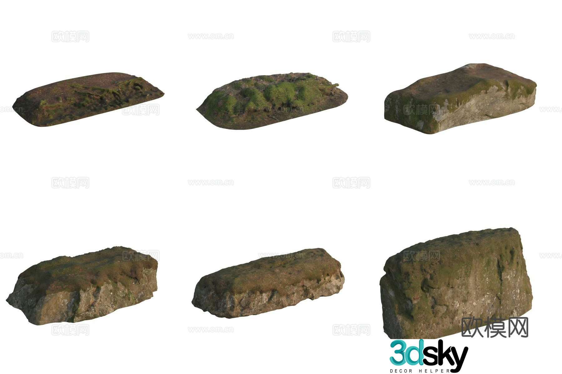 3D model of ground embankment soil slope stone