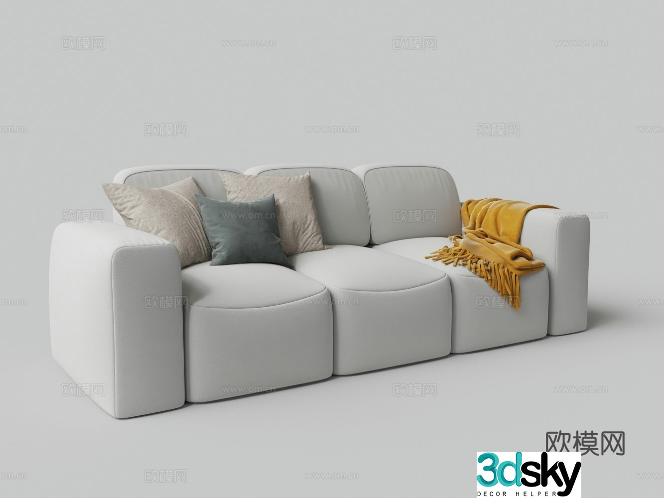 Modern fabric multiplayer bread sofa 3d model