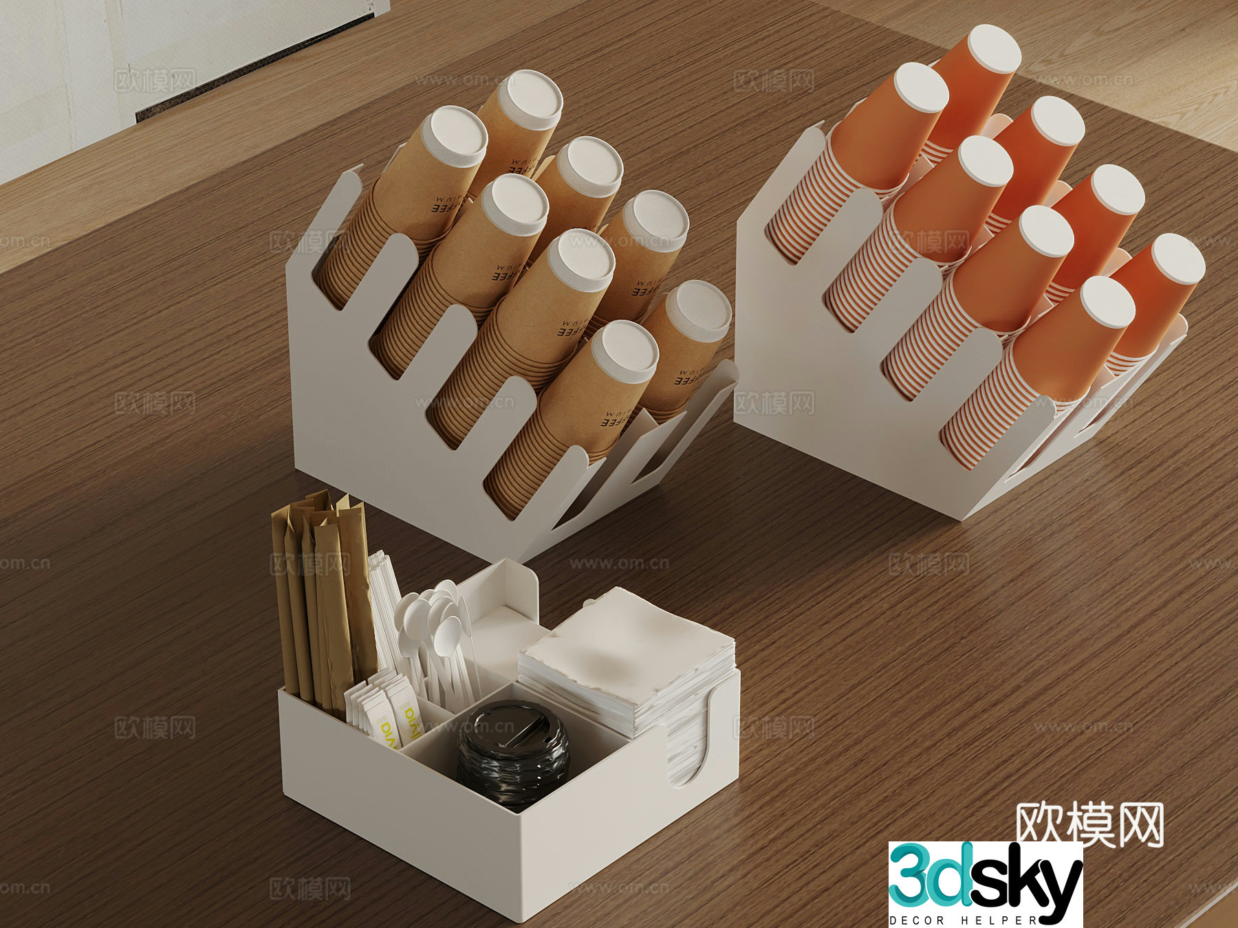Modern paper cup Modern disposable paper cup Paper cup holder 3d model