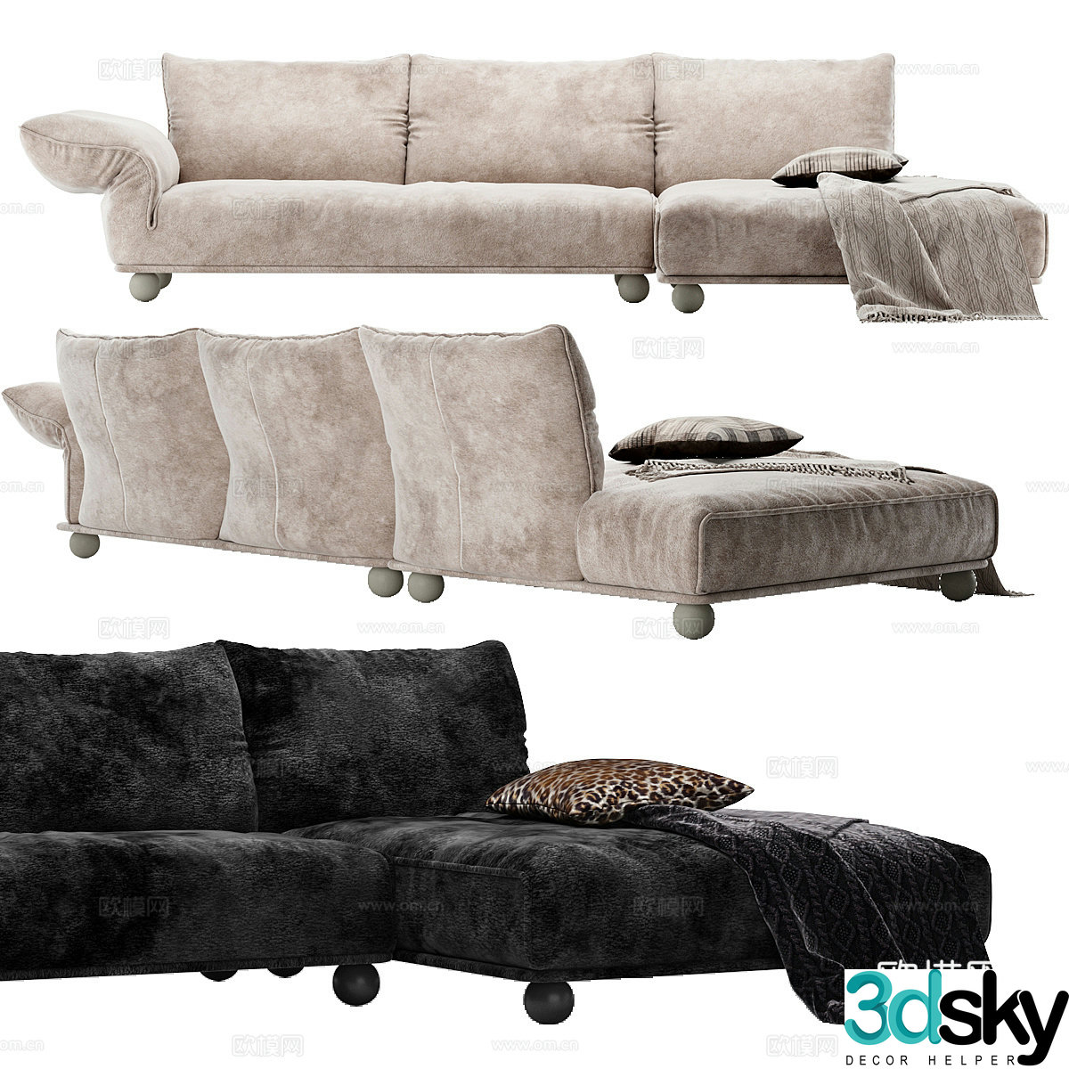 Modern Italian light luxury STWCP casual sofa 3D model
