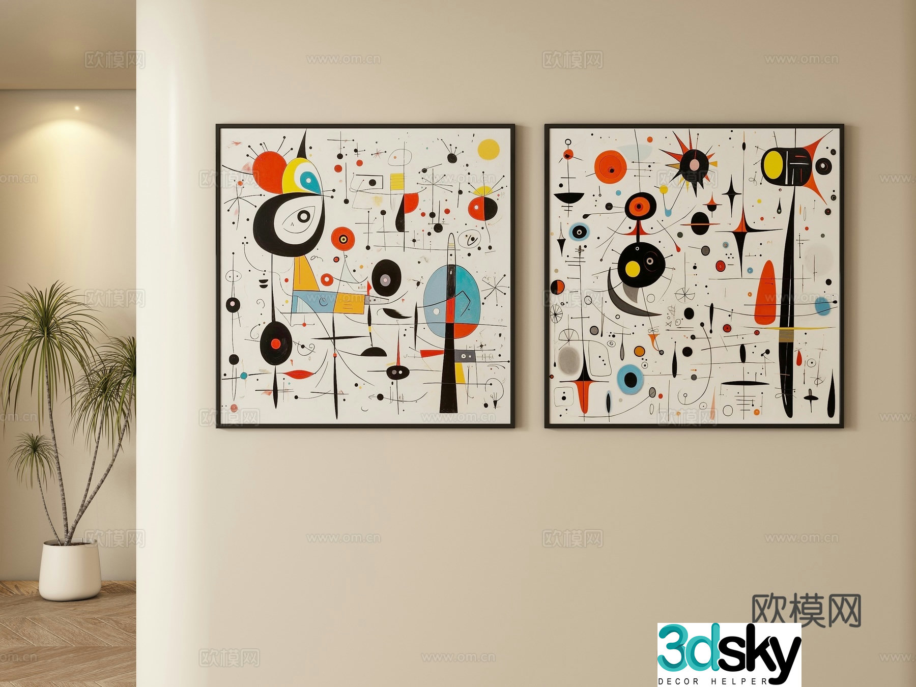 Modern abstract decorative painting hanging painting 3d model