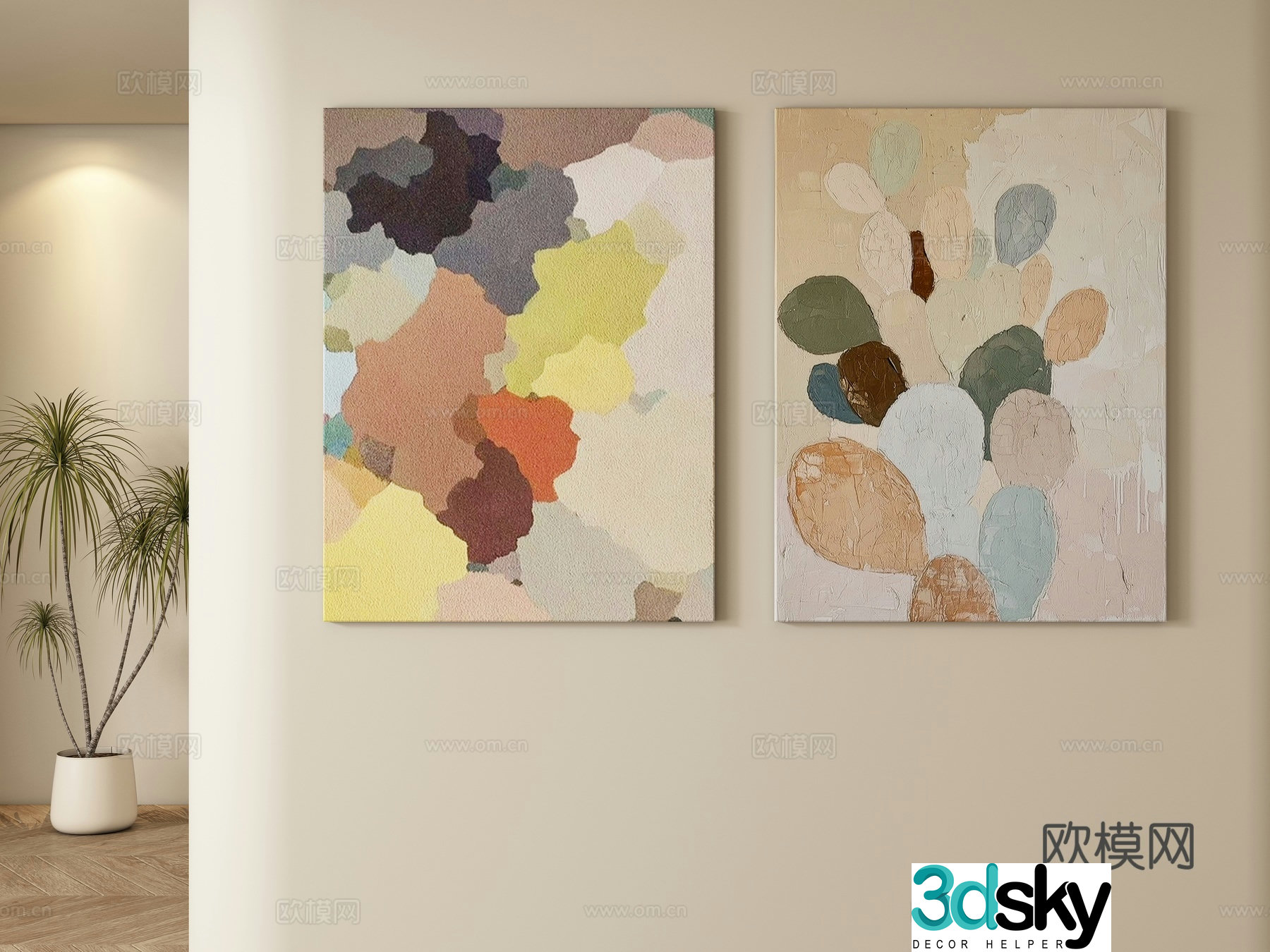 Modern abstract decorative painting hanging painting 3d model