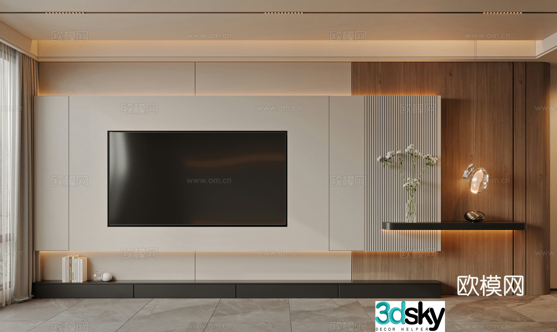 Modern TV background wall TV integrated wall cabinet 3d model