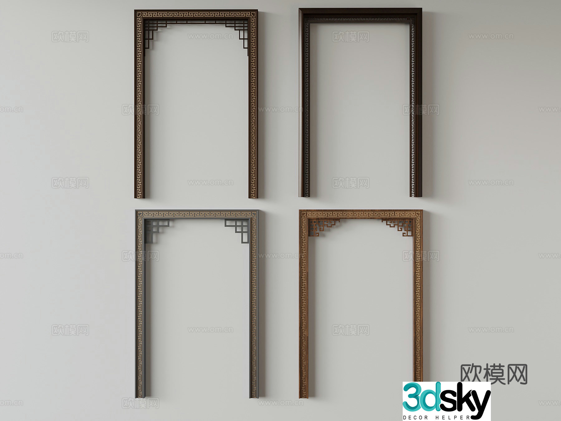 New Chinese door cover 3D model of the gate