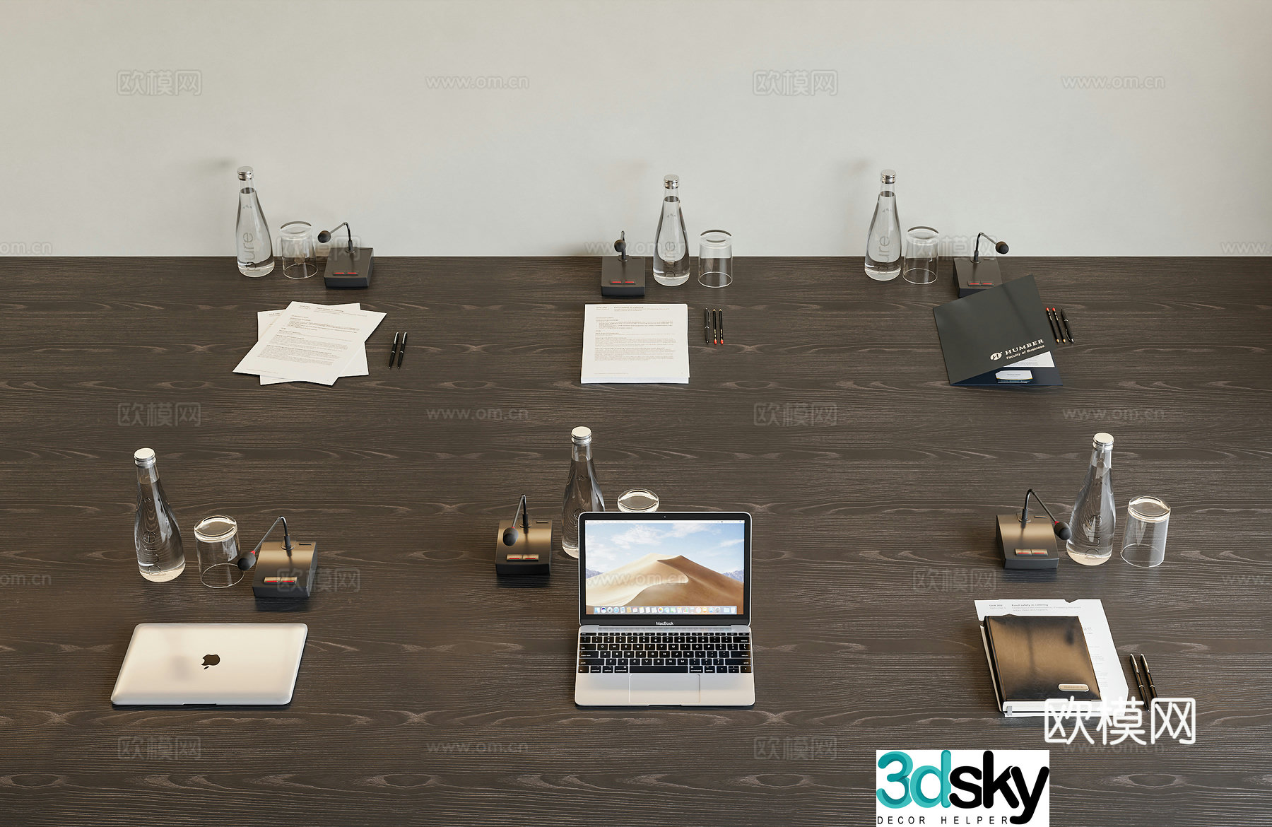 Modern office supplies combination conference table decoration office desk decoration office supplies laptop electric 3D model
