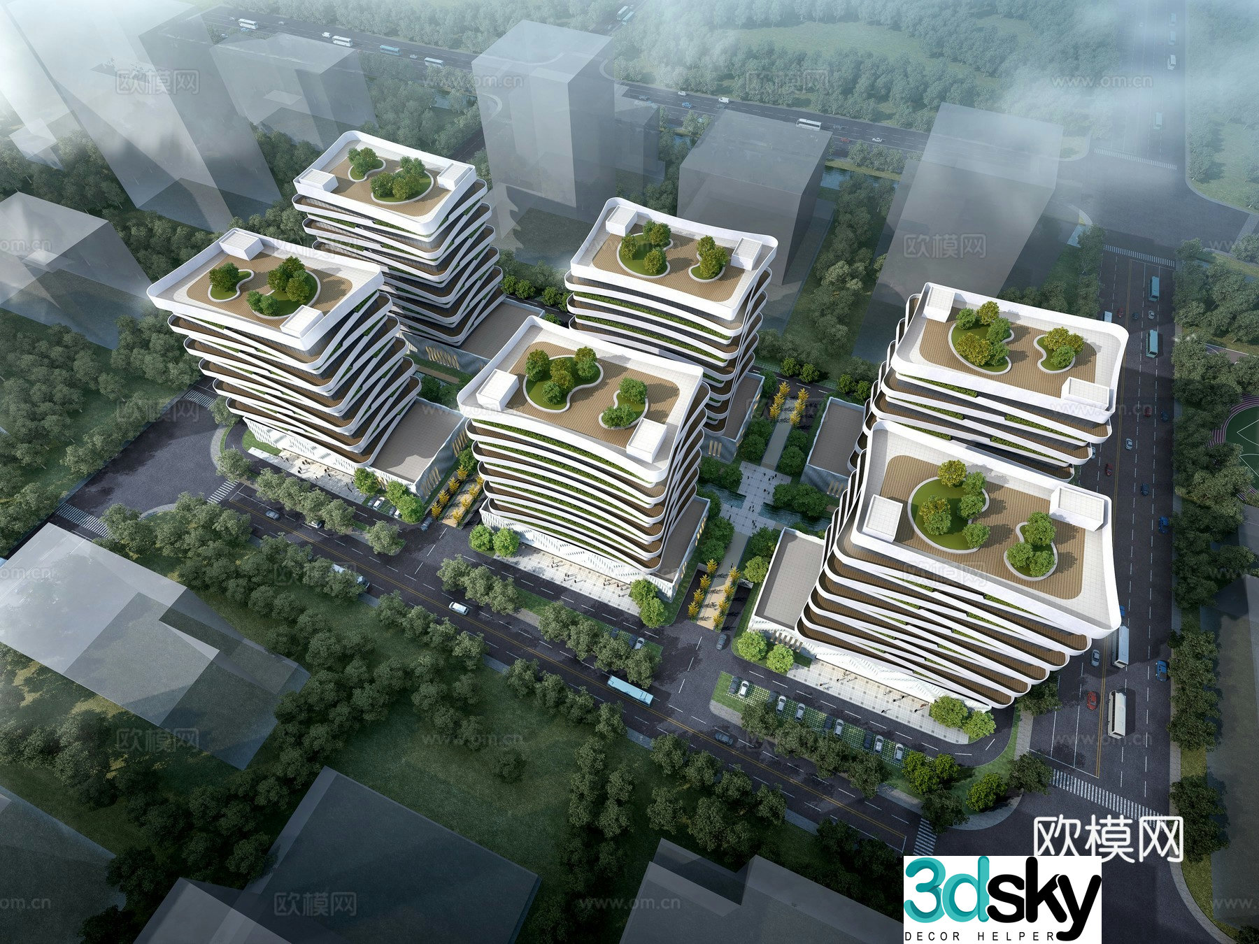3D model of industrial park office building