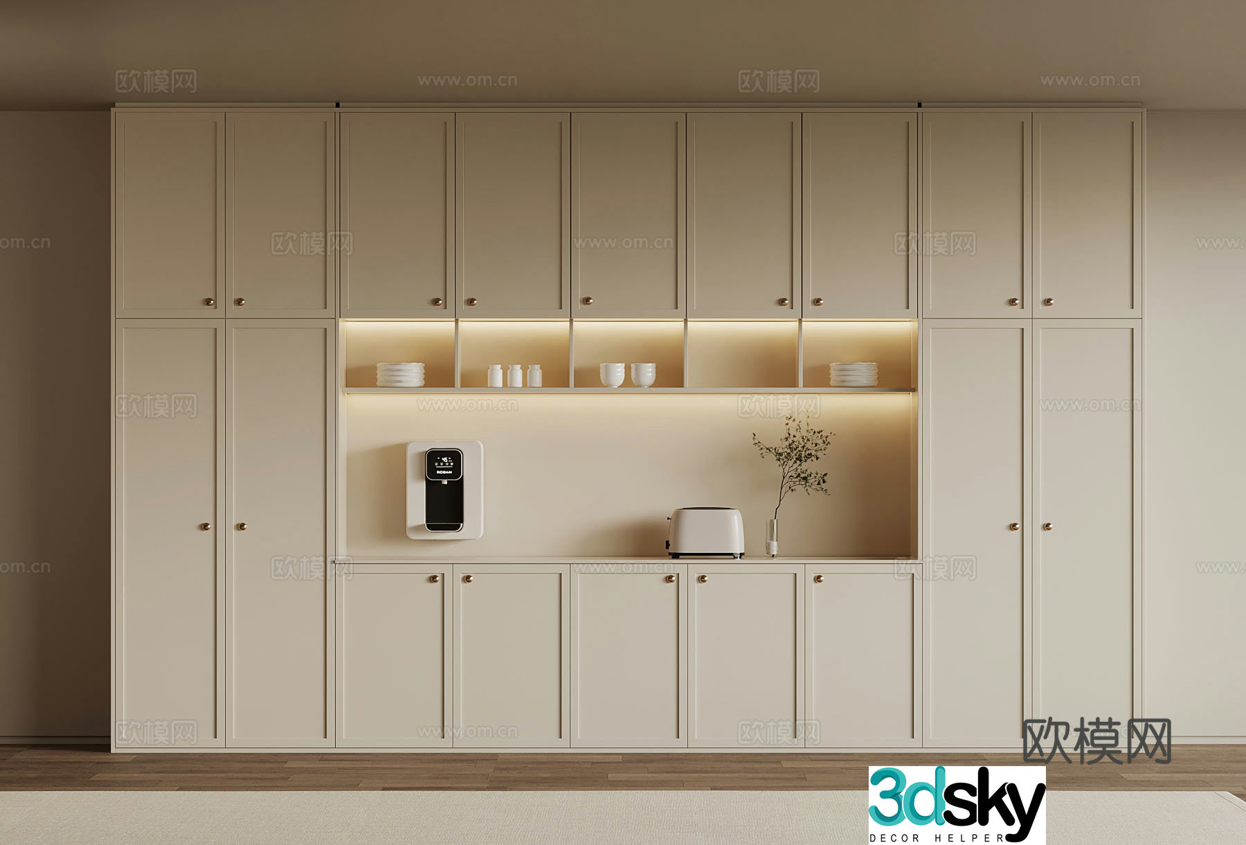Medium creamy sideboard direct drinker 3D model