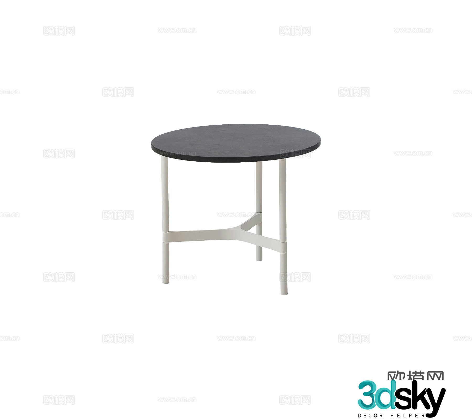 Modern rock slab stone coffee table round coffee table side table metal coffee table combination 3D model