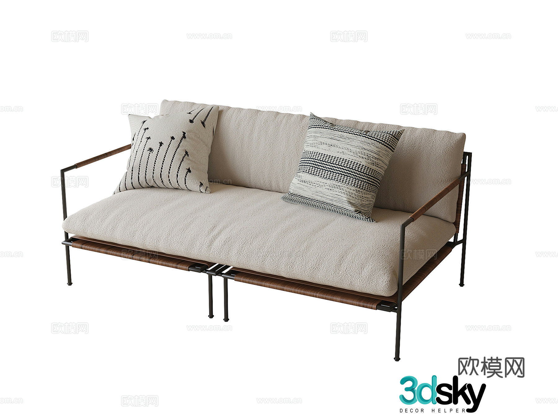 Modern double sofa casual sofa 3d model