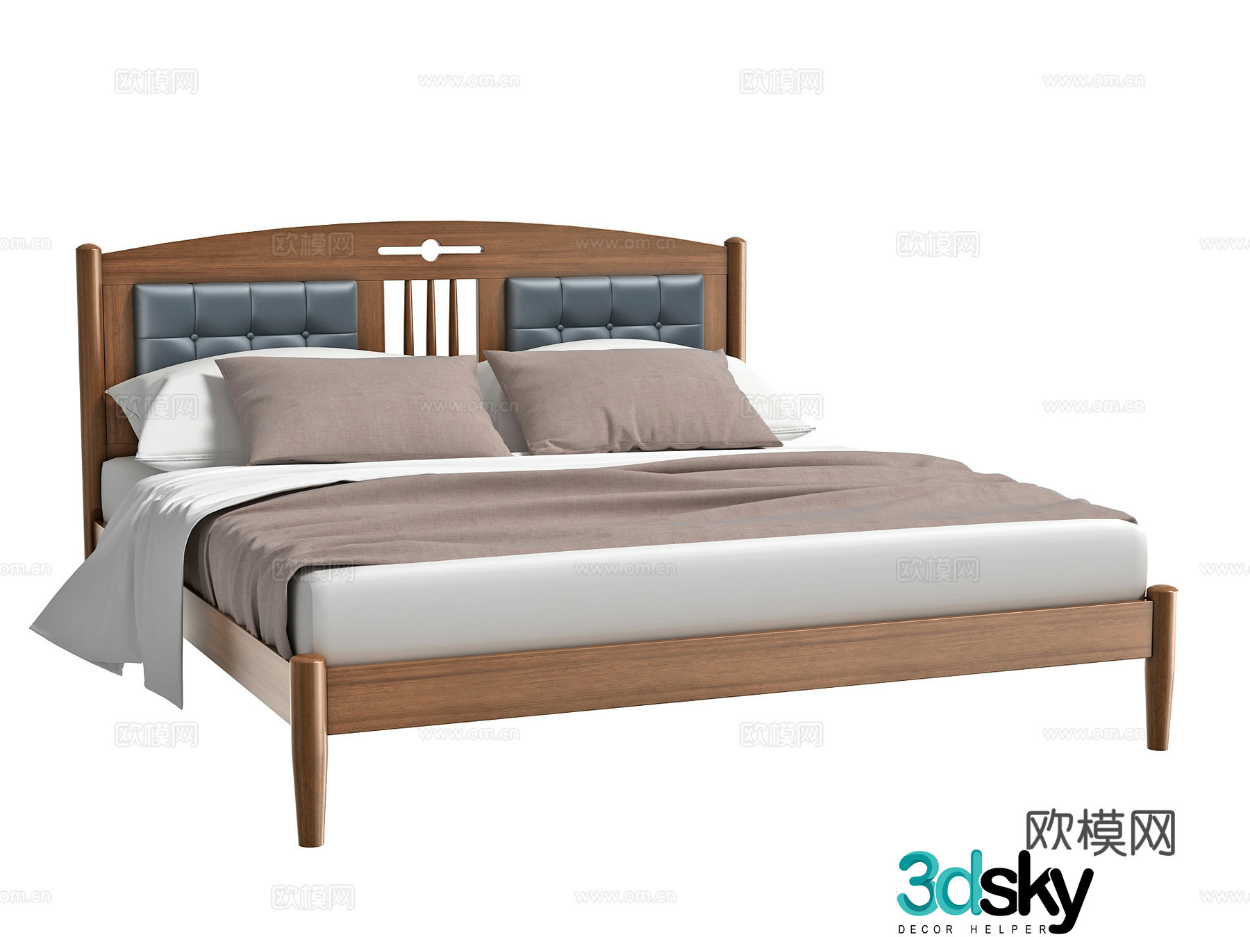 American double bed 3d model