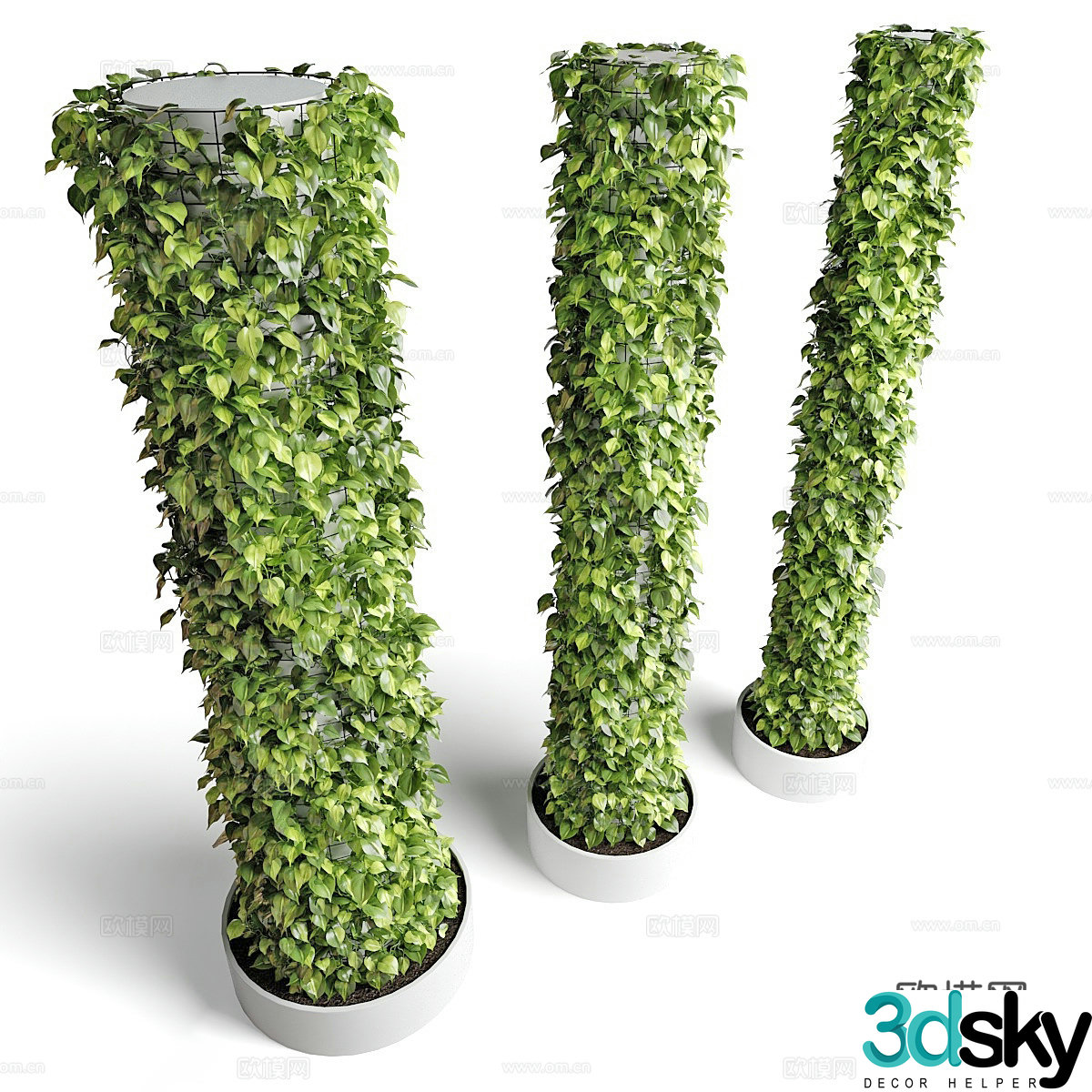 Modern green plant columns Plant columns Bamboo vine ivy Climbing ivy Climbing hedge 3d model