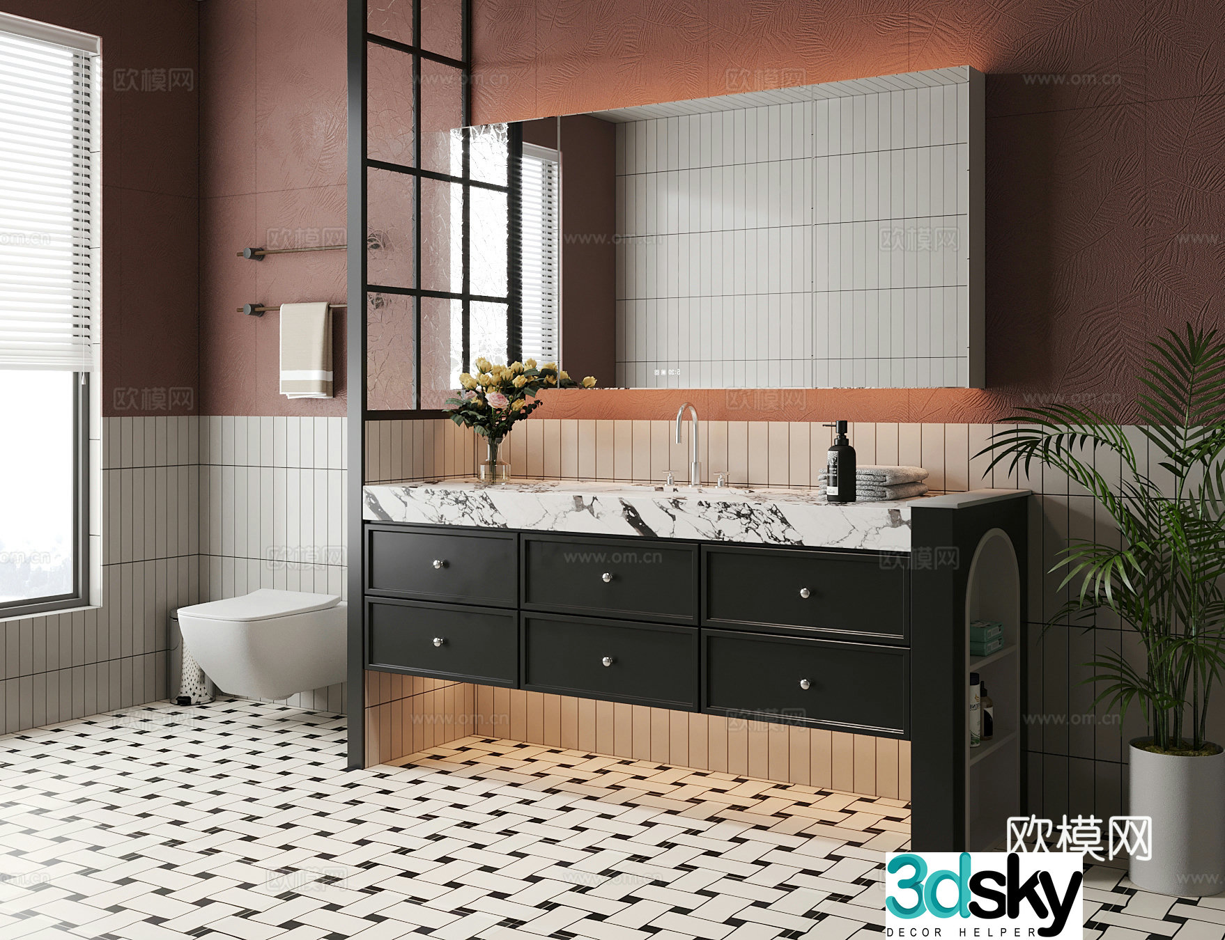 French bathroom cabinet bathroom mirror 3d model