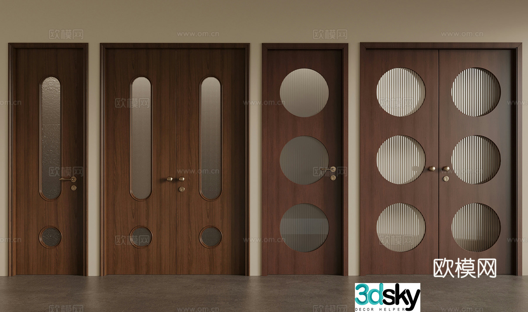 Medium style single door double door 3D model