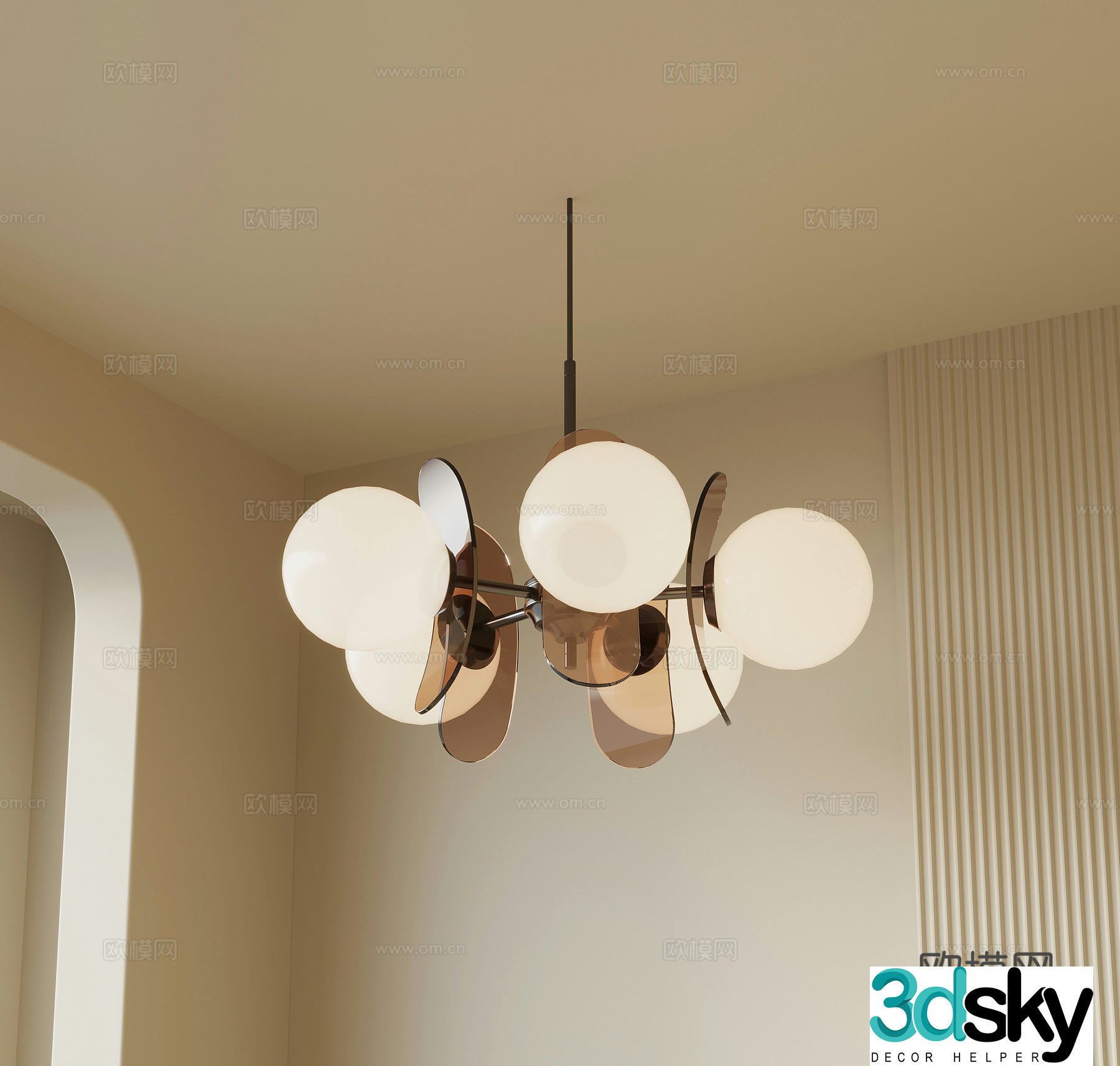 Medium style glass chandelier decorative chandelier 3d model