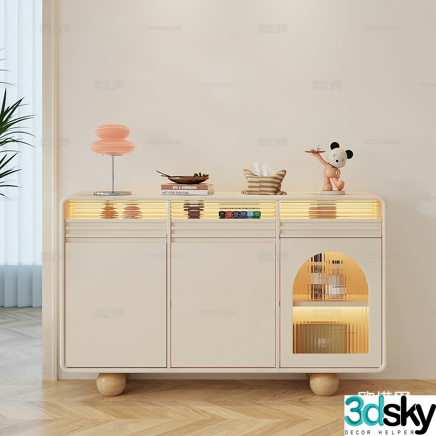 Modern creamy sideboard 3d model