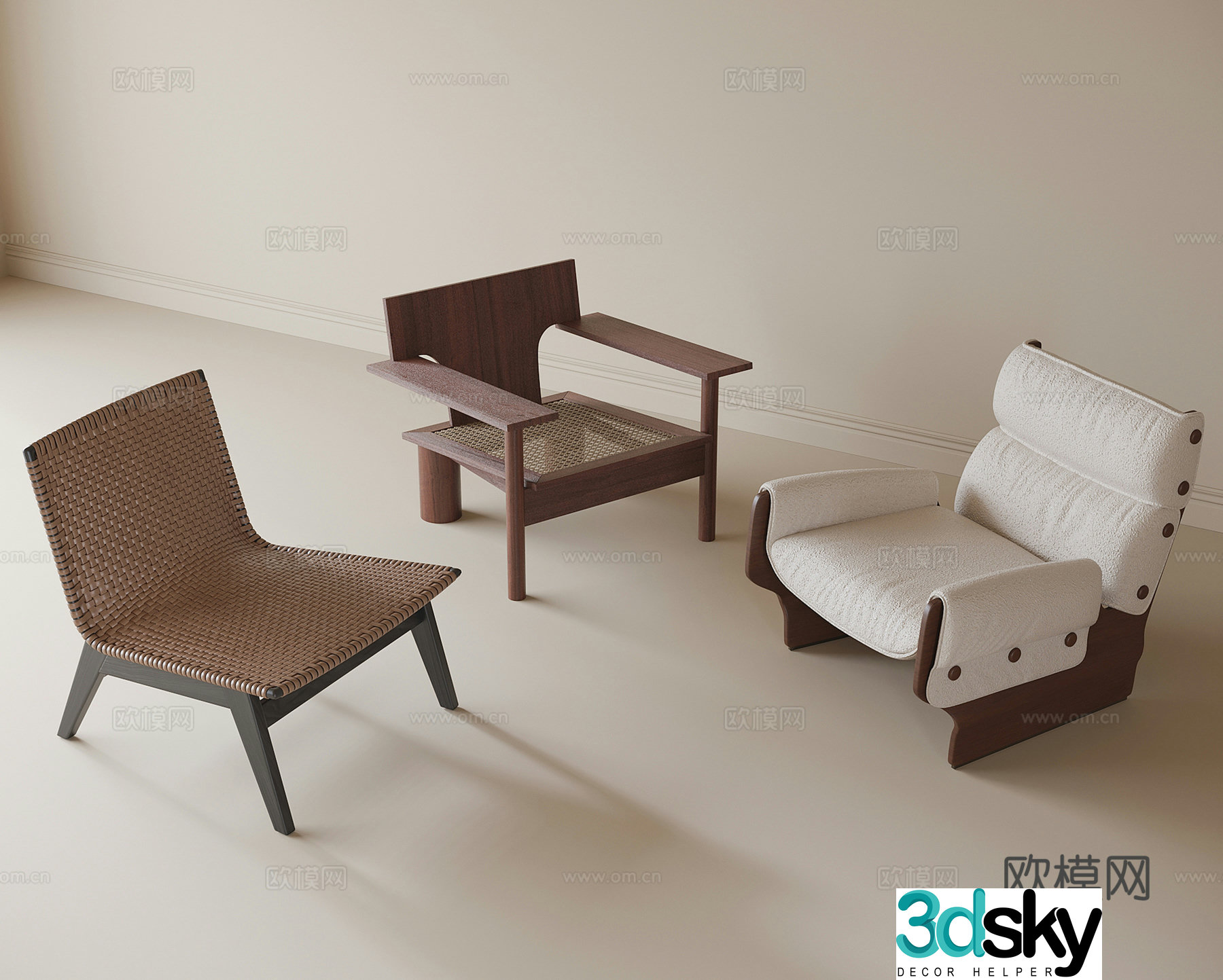 Modern casual chair single chair 3d model