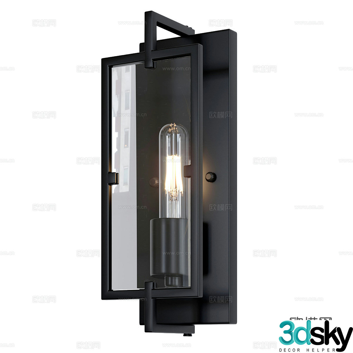 Dimmable black recessed wall light 3d model