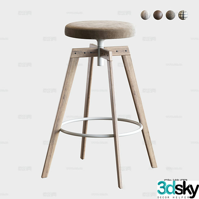 3D model of high-legged bar chair