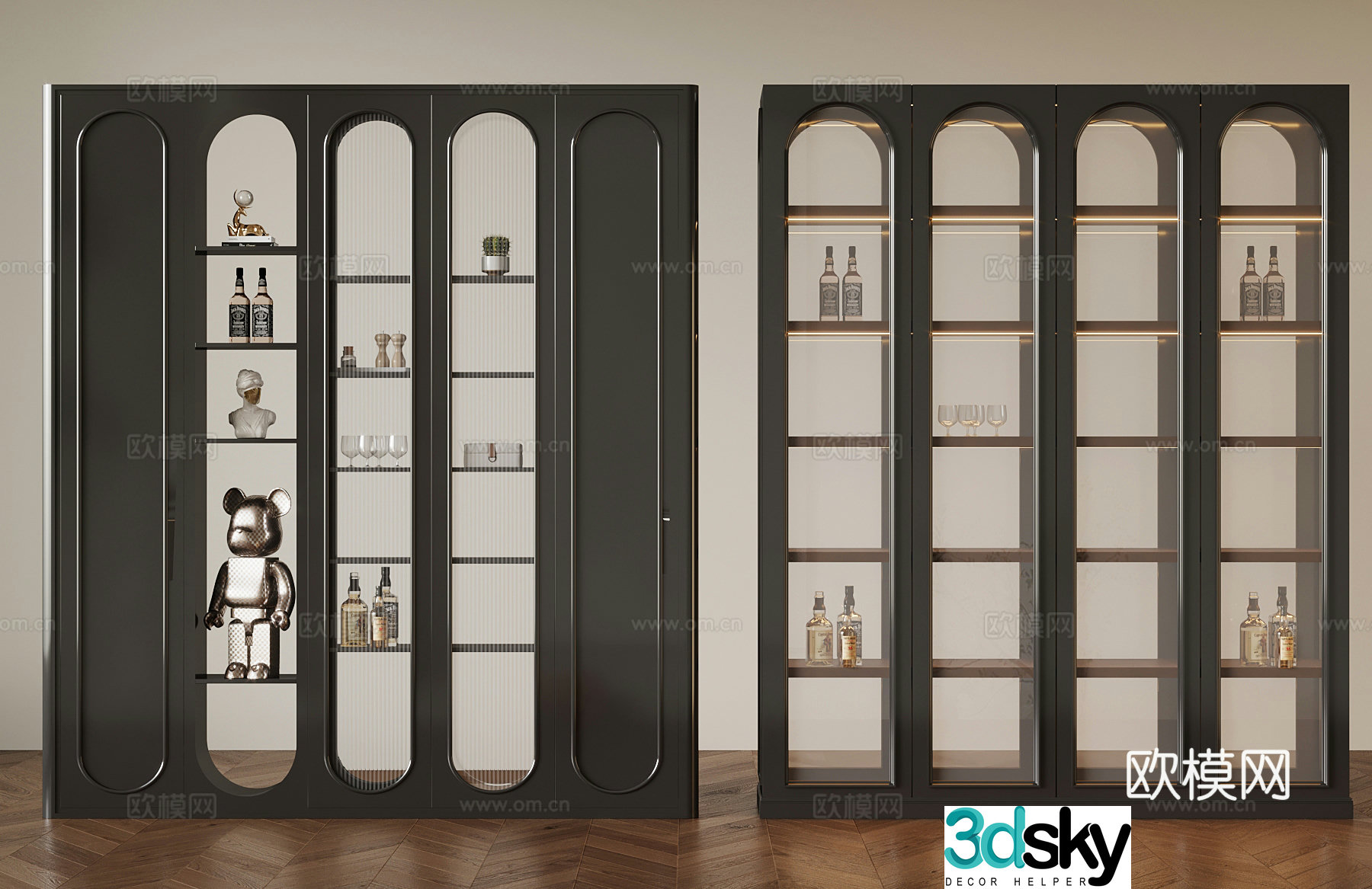 French partition cabinet wine cabinet entrance cabinet 3D model